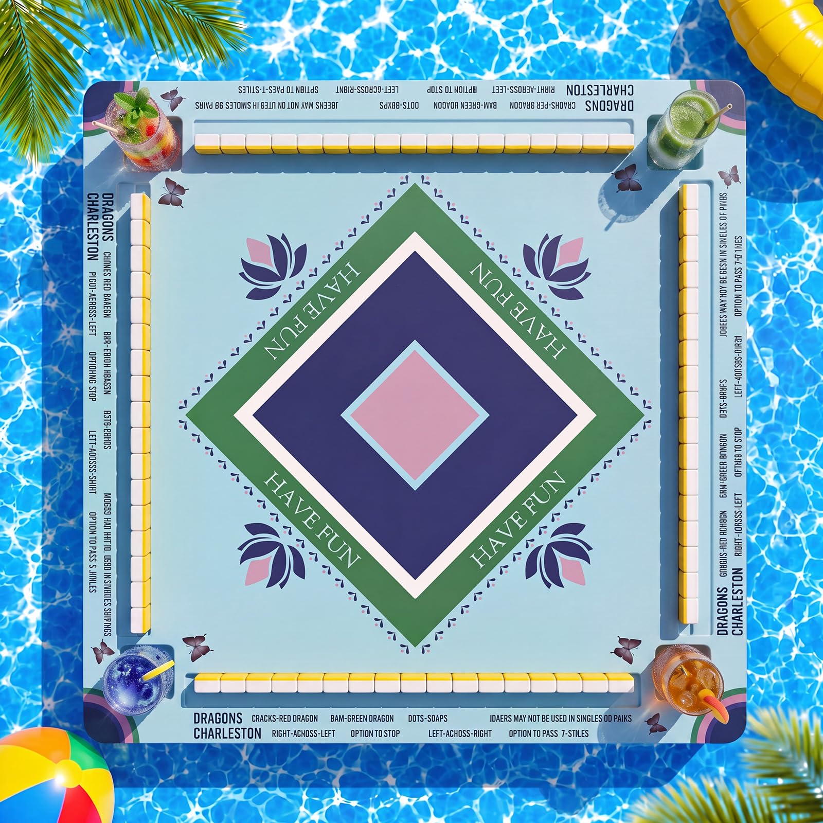 Grande tavolo da gioco galleggiante Mahjong per piscina, piscina e vasca idromassaggio, per giochi di carte Mahjong, domino, poker, piscine per adulti, vassoio da gioco per feste estive
