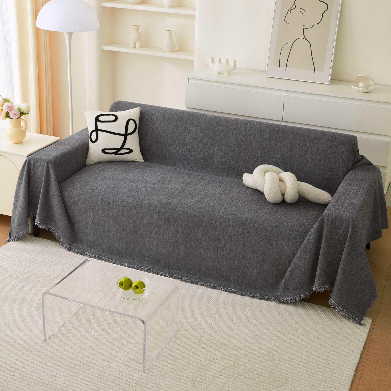 BXAEYIPOR Sofa überzug-2025 Neue Universelle rutschfeste Sofa Überwurf,Sofa-Schutzhülle 1/2/3/4 Sitzer für Wohnzimmer,Dunkelgrau Sofabezug