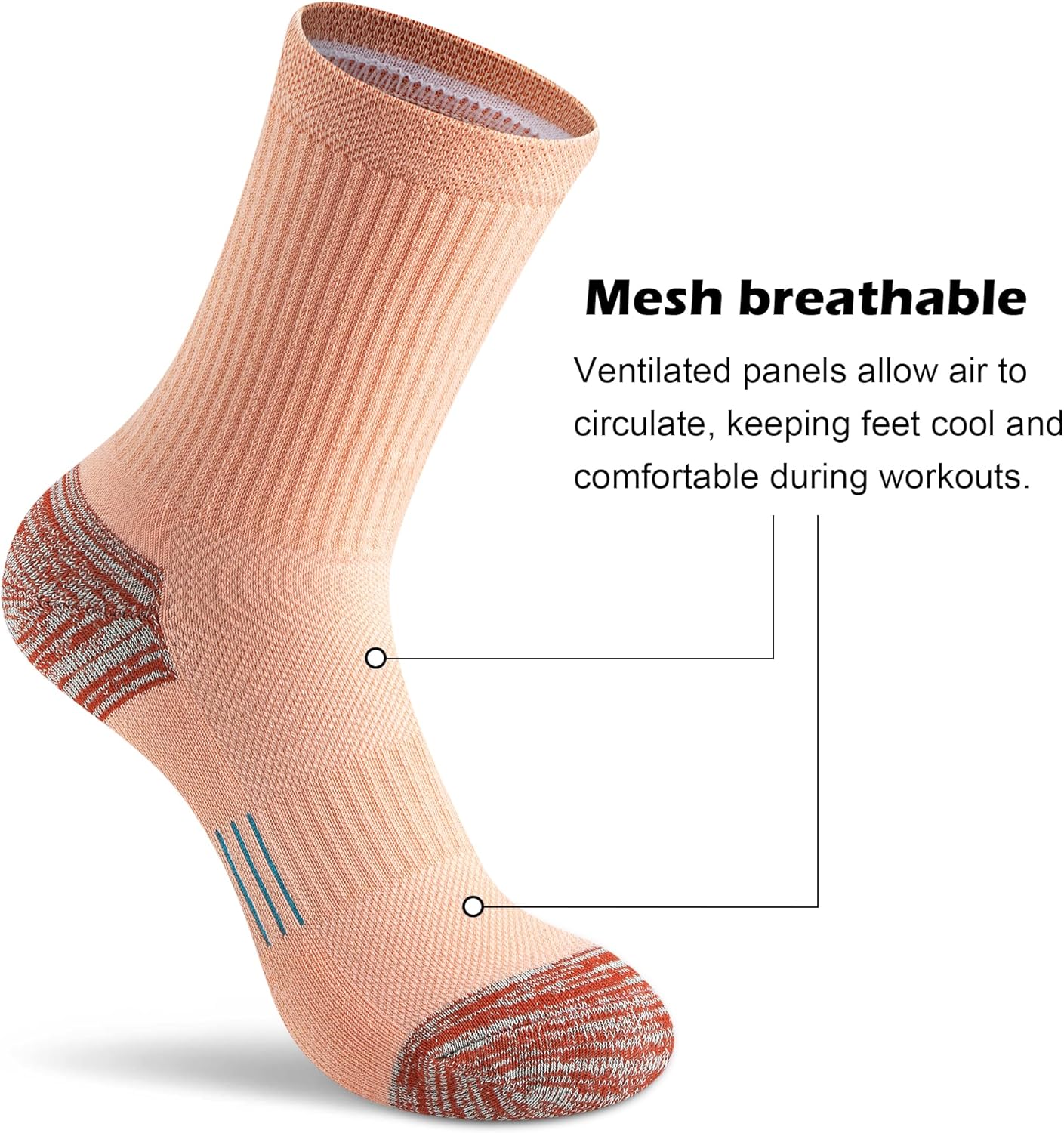 Gonii Women Athletic Crew Socks 5-6 Pairs - Comfort & Cushioned for Running, Hiking, Sports Arch Compression Socks - Image 5