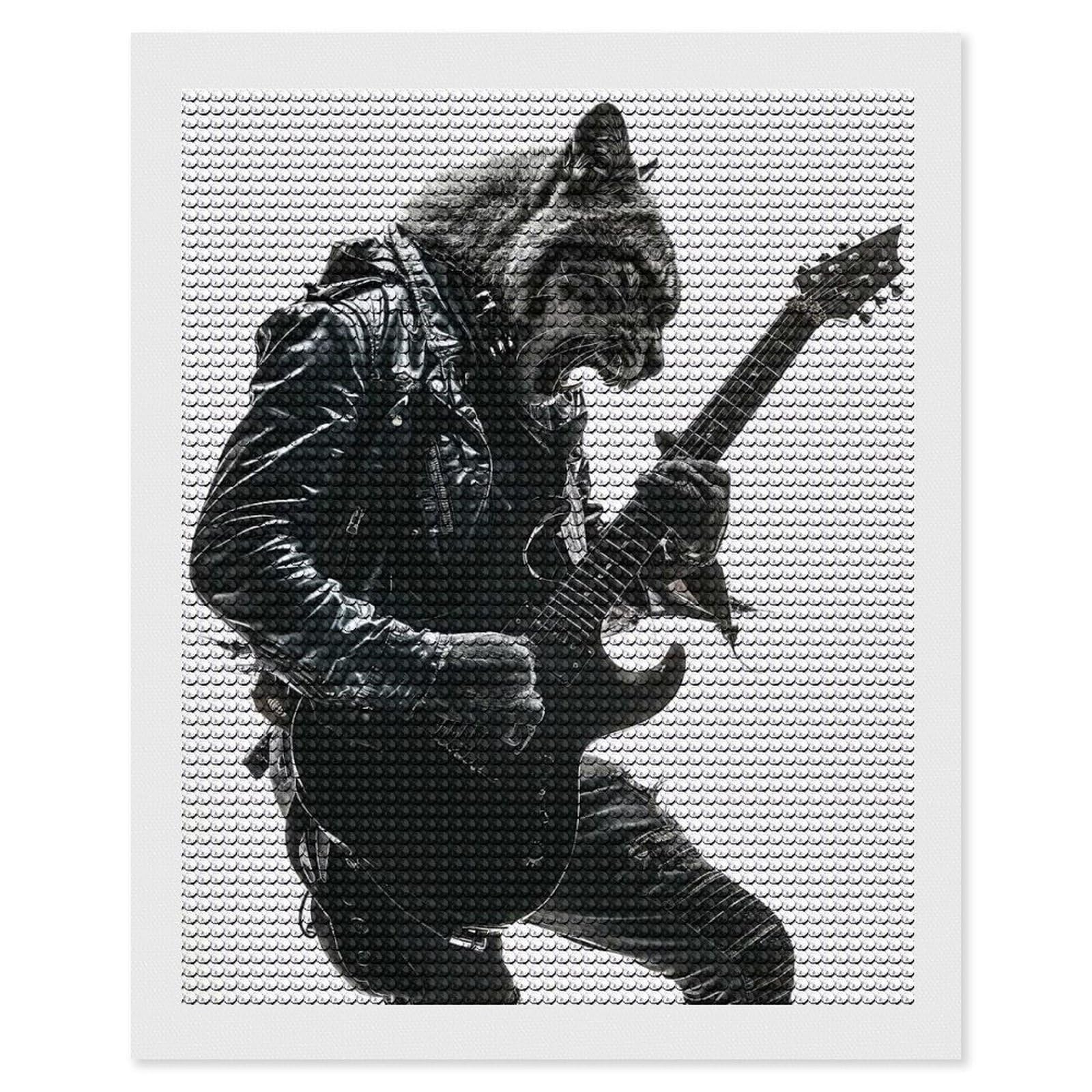Junmoney Cougar Guitar Diamond Painting Canvas Set 16"x20", Satisfying Creative Project, Easy to Follow Symbols, Fun Craft Experience