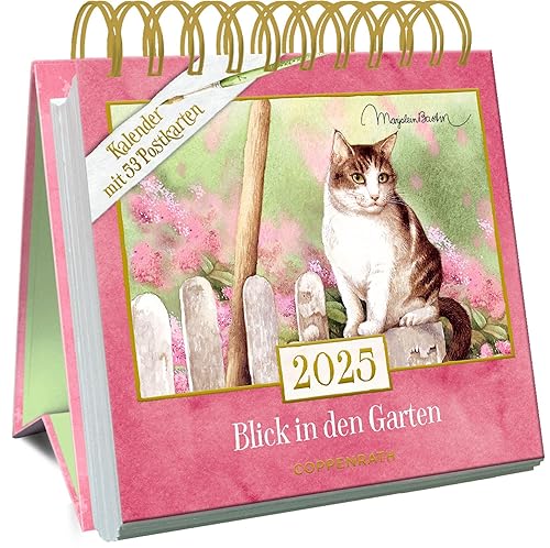 Kalender mit 53 Postkarten: 2025 - Marjolein Bastin - Blick in den Garten: Dekorativer Tischaufsteller mit Wochenkalendarium und illustrierten ... Hochwertige Ausstattung (Postkartenkalender)