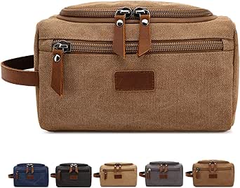 Men's Toiletry Bag Canvas Shaving Dopp Kit Travel Bathroom Bags Organizer