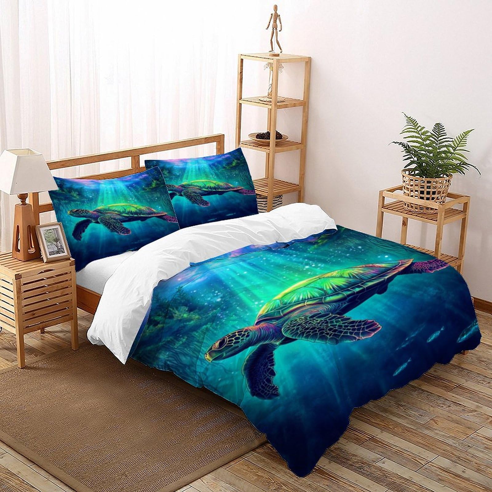 Tortue Housse de Couette Linge de Lit Anti-Plis Facile à Laver