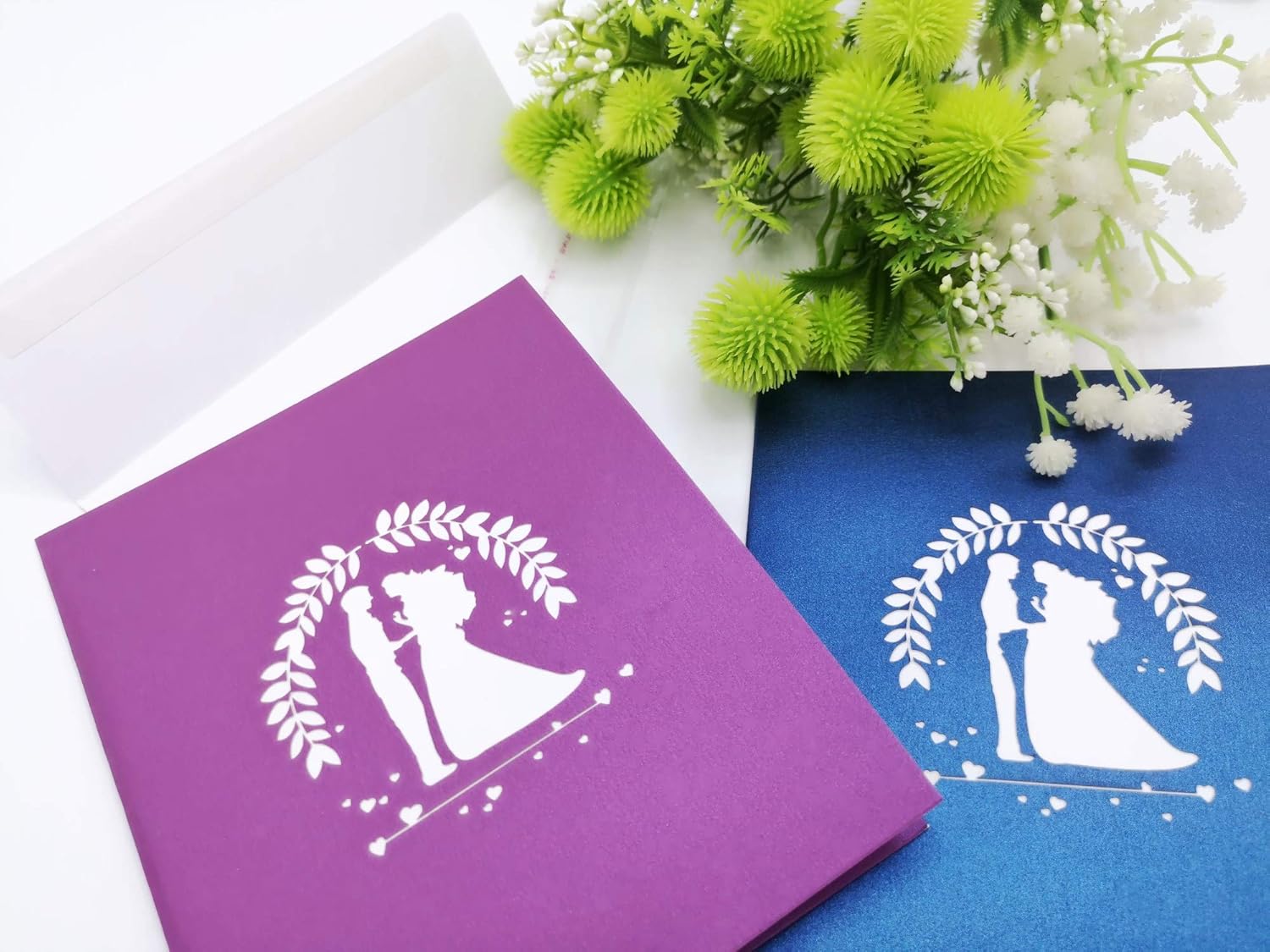 Amazon Com Anothergifts 3d Wedding Card Unique Loving Couple Handmade Pop Up Card Engagement Invitation Perfect Gifts For Bride And Groom Wedding Party Anniversaire Card Pack Of 2 Royal Blue Noble