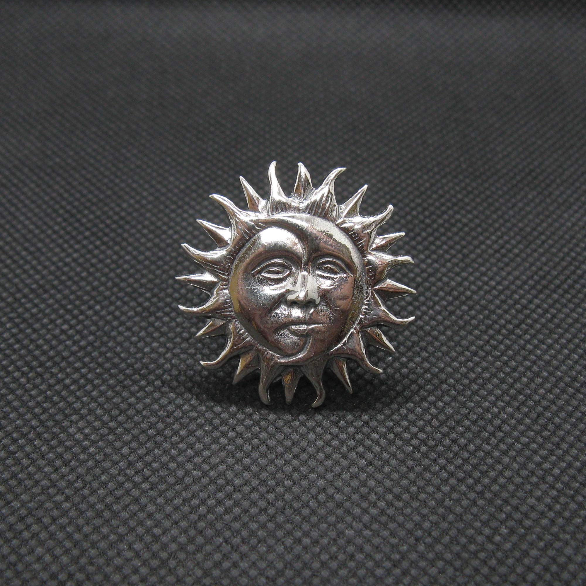 Anillo de Plata Esterlina Sol y Luna Sólido Marcado 925 Tamaño ajustable