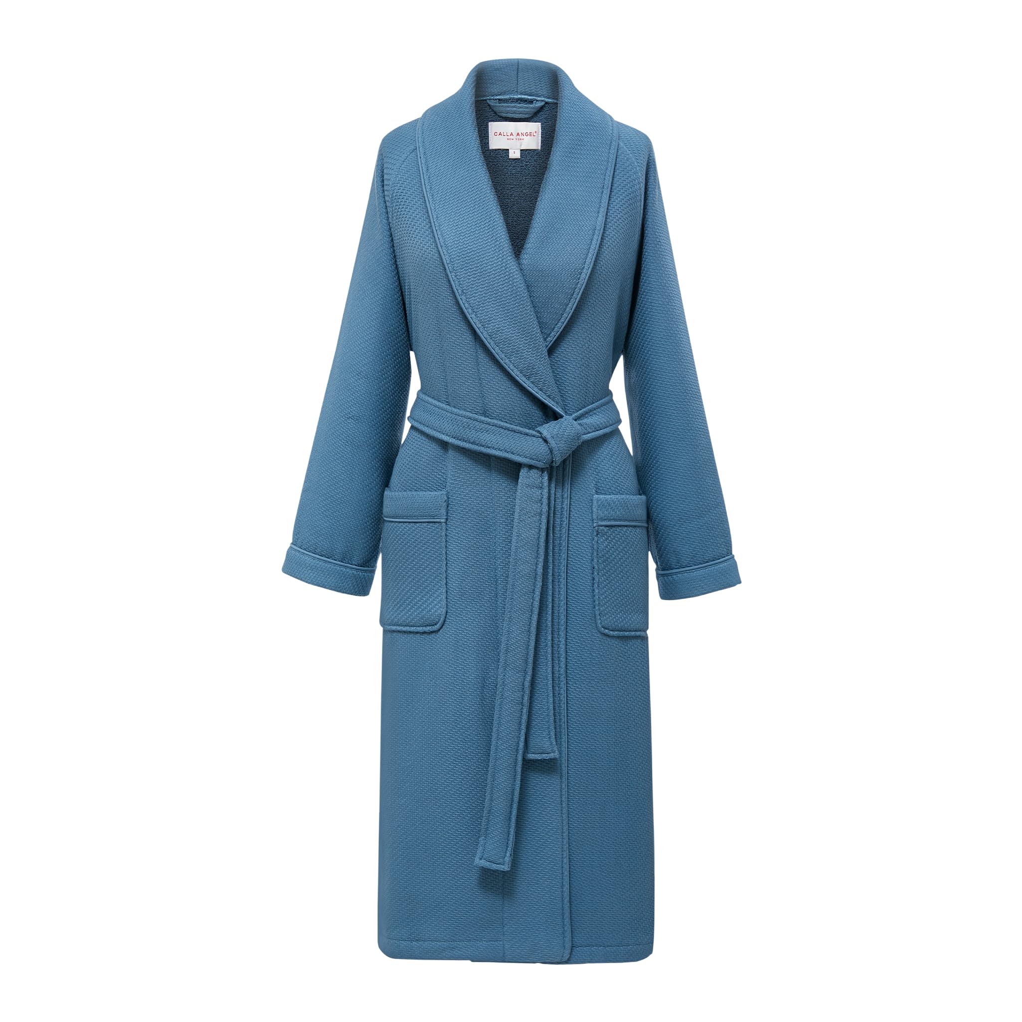 Calla Angel New York Bathrobe, Gown, Luxury, Towel Fabric, Cotton, 100% Extra Long Cotton, Lightweight, Moisturizing, Heat Retention, Water Absorbent, Quick Drying, Bathing, Women's, Men's, Unisex, M RegularR peacock blue