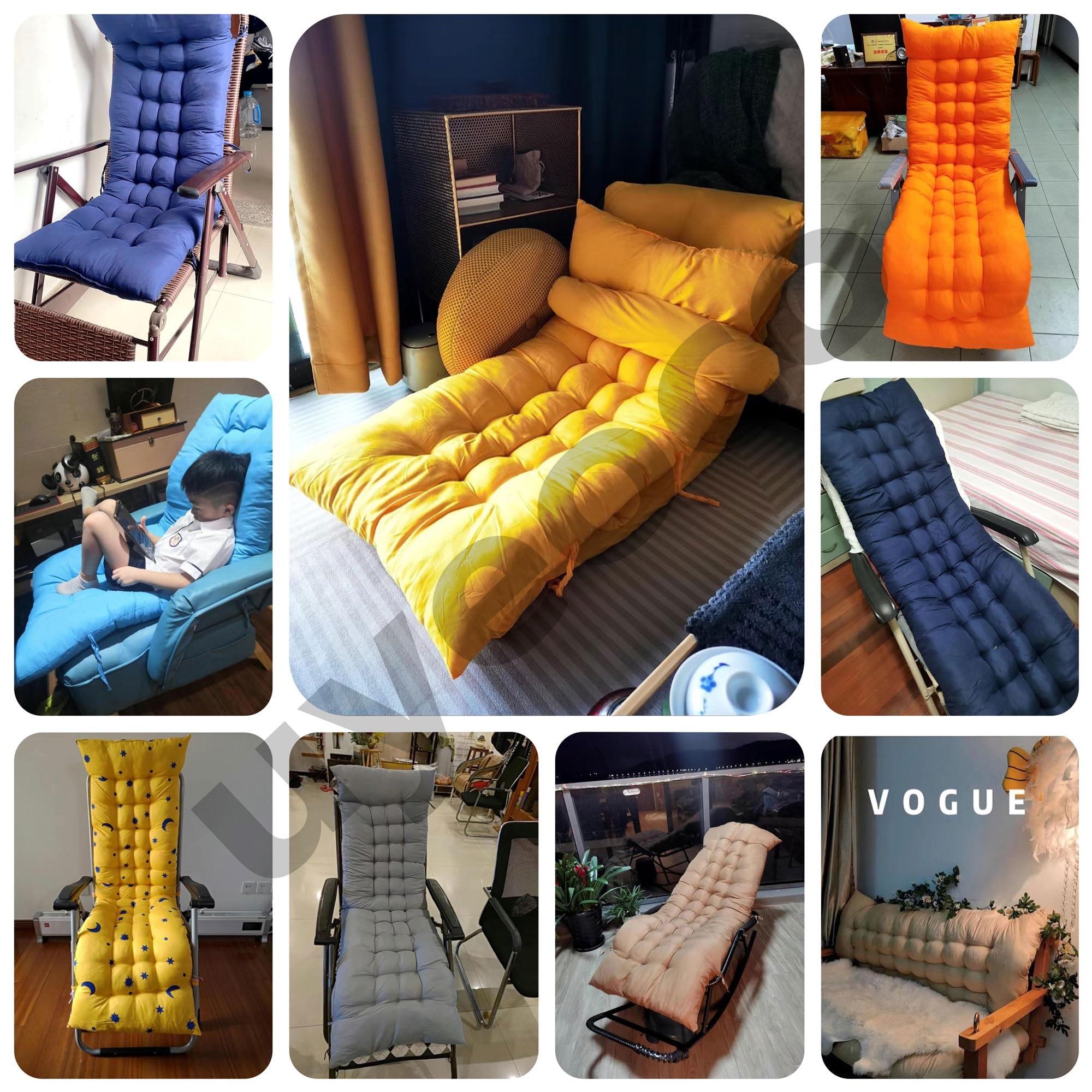 Coussin Chaise Longue Extérieur,Coussin De Chaise Longue Bain De Soleil 170*53/150*53CM Coussin Transat Jardin,Coussin Bain De Soleil,Coussin Chaise Longue Pliable,Coussin De Jardin Extérieur ( Color