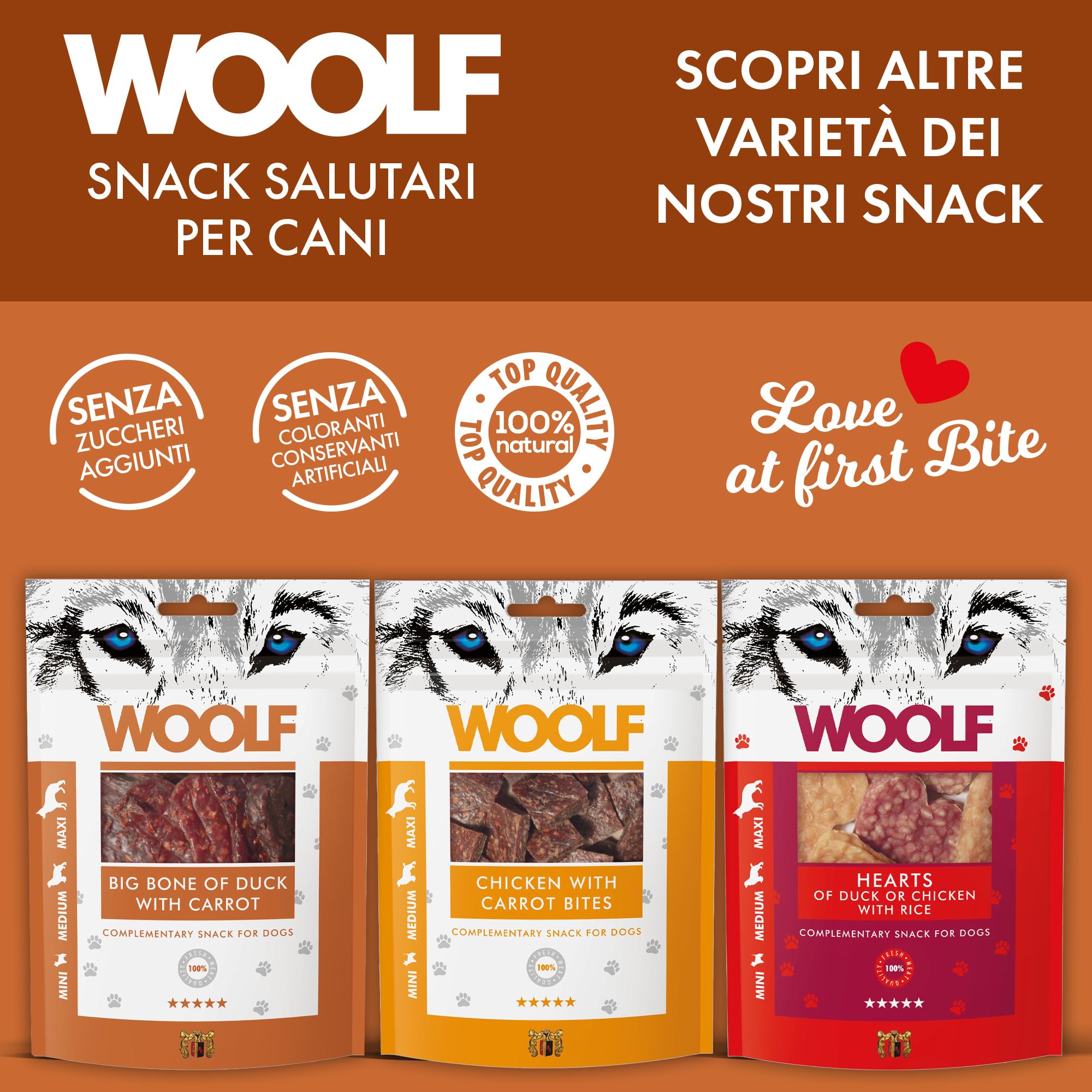 Snack per cani dental stick per cani premietti addestramento masticativi lunga durata osso pulizia denti cane al gusto anatra e carota 100 g | WOOLF