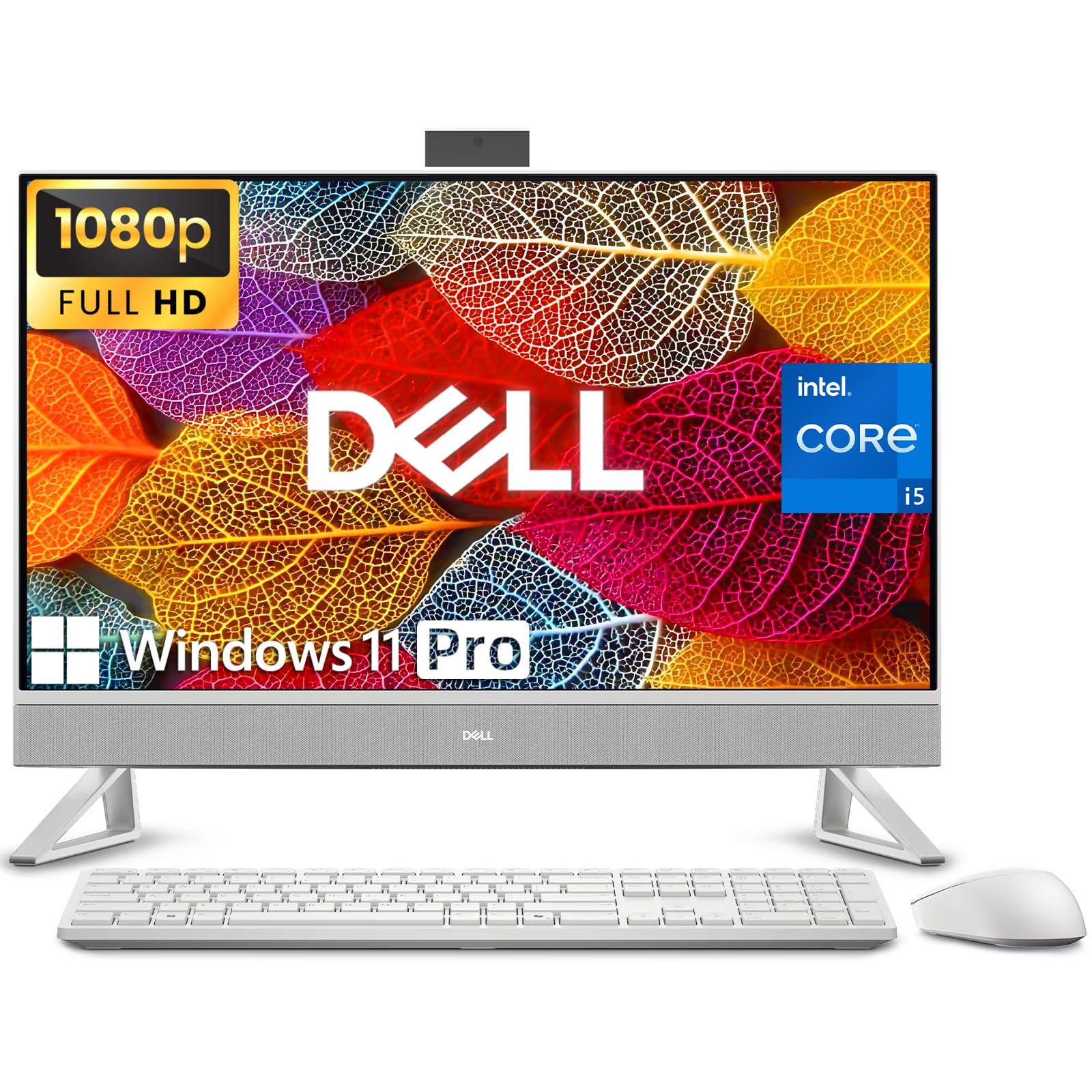 Dell 27 inch FHD IPS All-in-One Desktop Computer, Intel Core i5-1334U, 16GB DDR5, 512GB SSD, Intel Iris Xe Graphics, HDMI, Type-C, Wireless Keyboard &