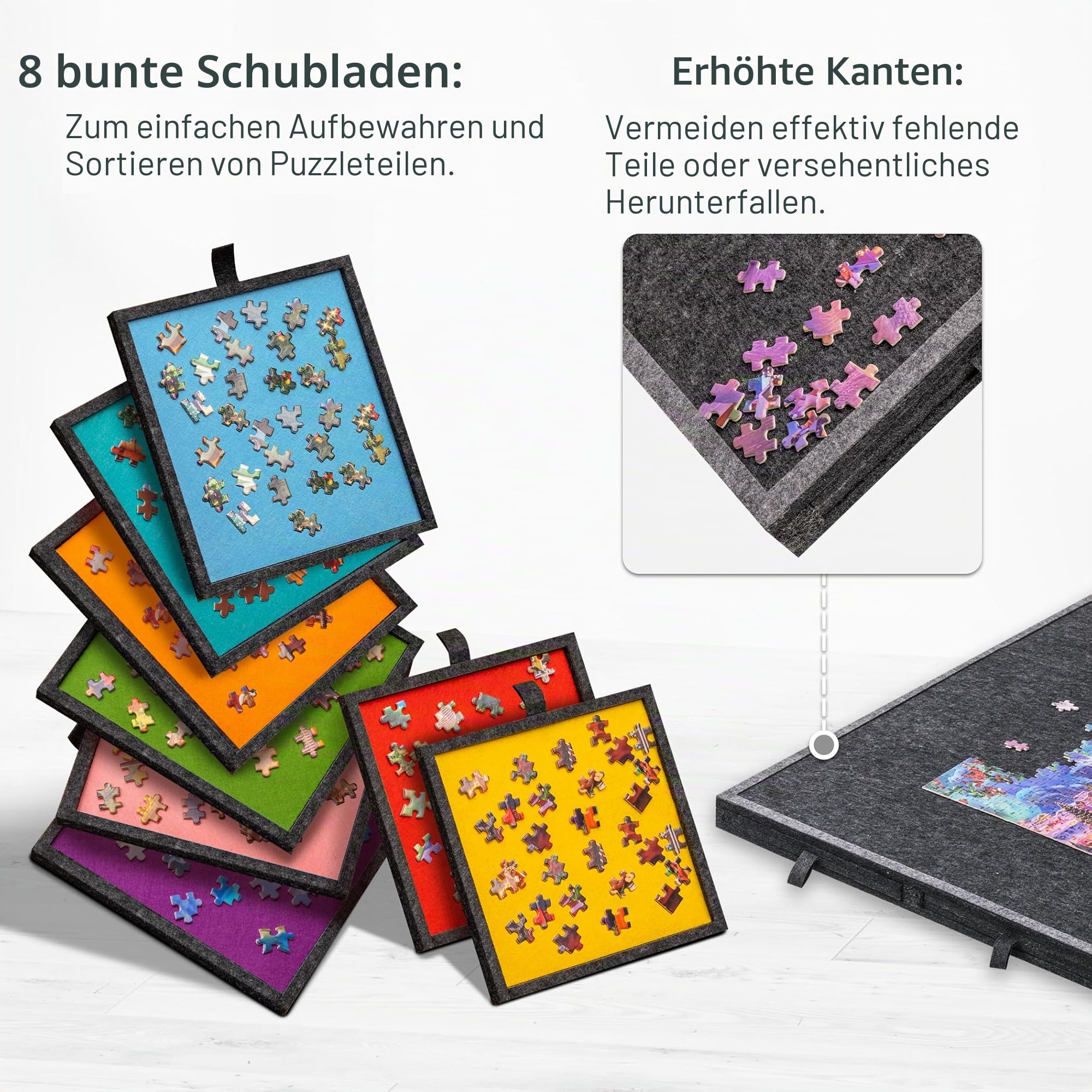 Lavievert 2000 Stück Puzzle Board mit 8 Schubladen & Abdeckung, Faltbare Puzzle Tisch mit 4 Neigungswinkel, tragbare leichte Tisch mit Lagerung & Built-in Staffelei/Stand für Erwachsene