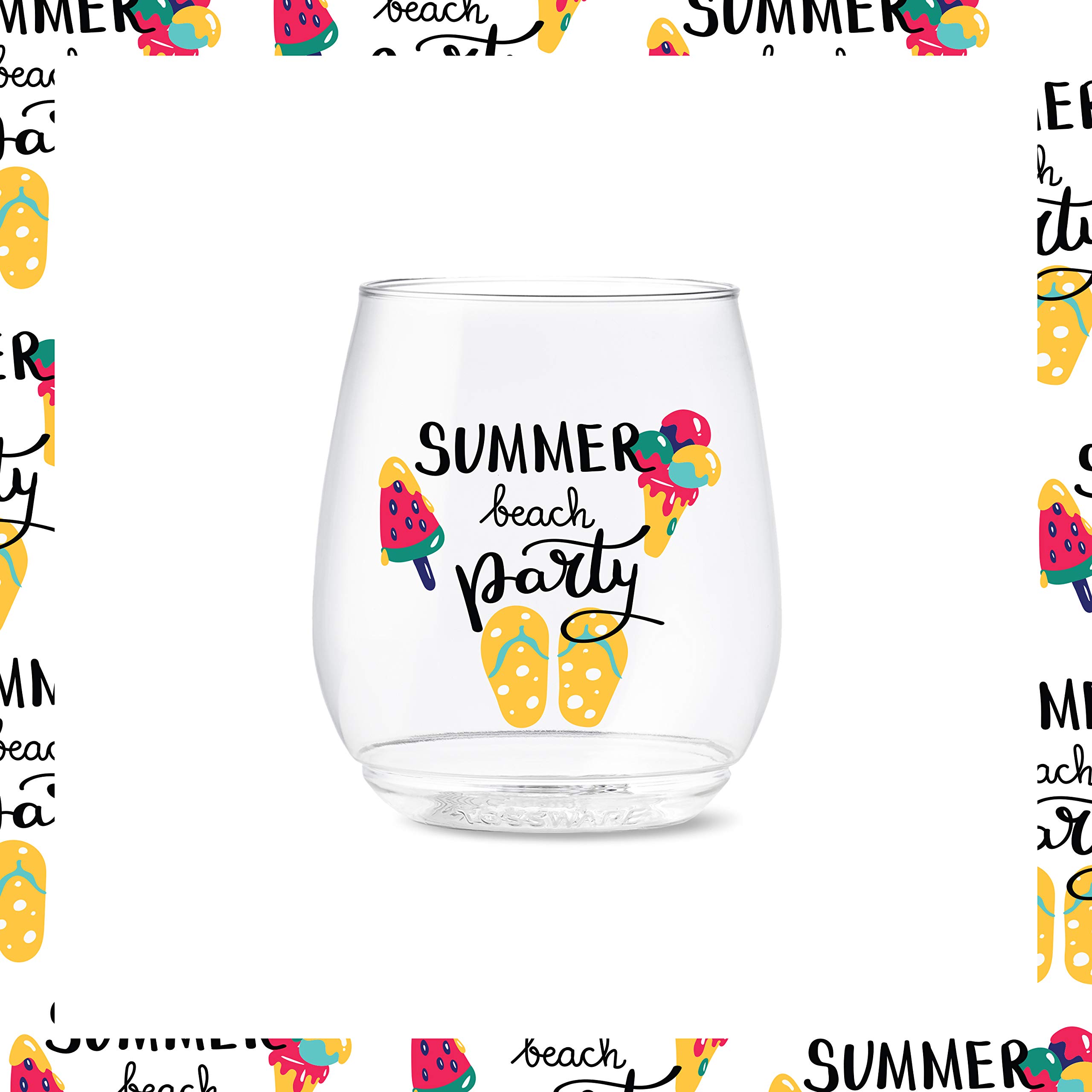 TOSSWARE POP Vino Summer Sips 1 Series - Juego de 6 copas de vino de plástico transparente, reciclables, irrompibles y de 397 ml