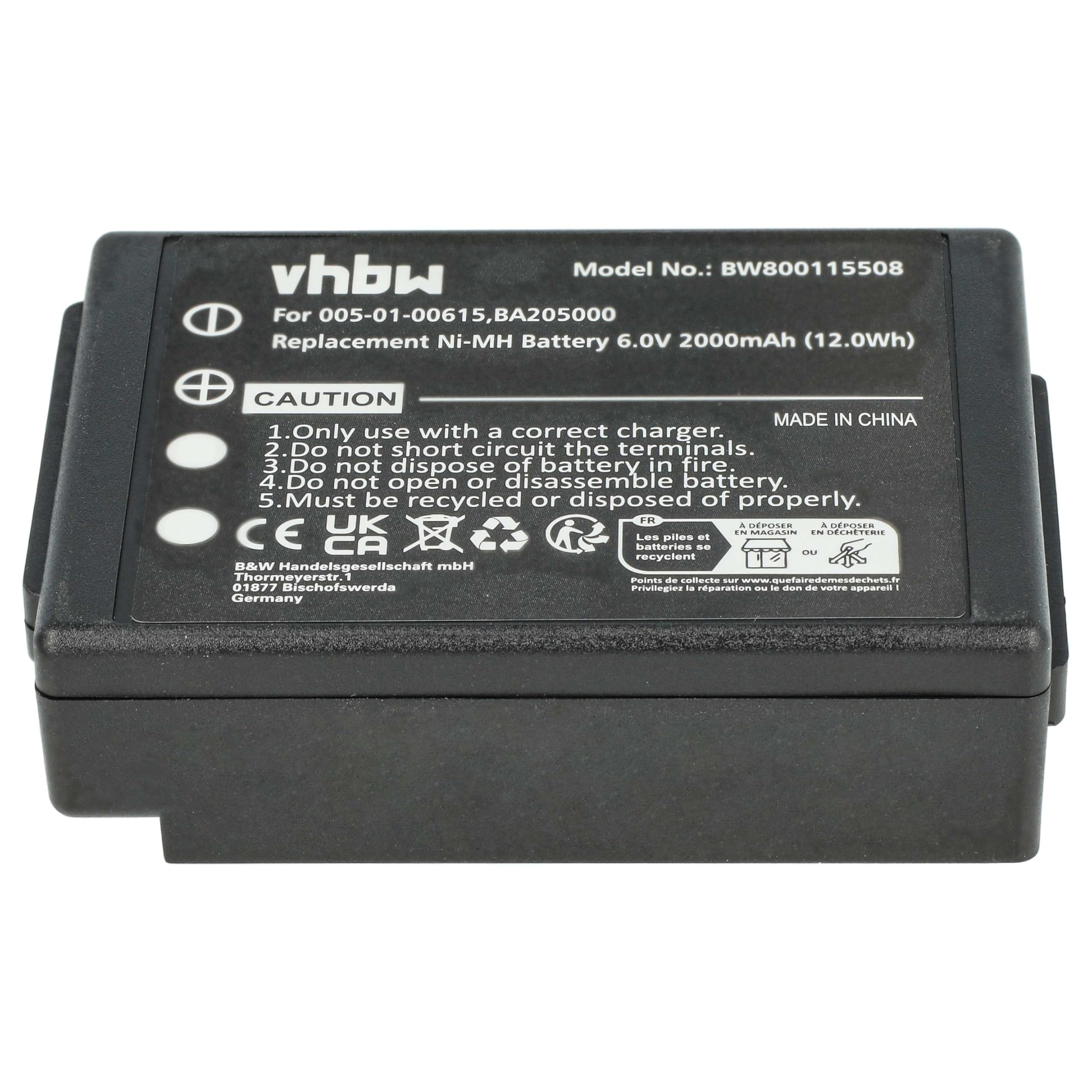 vhbw 5X batería Compatible con Putzmeister Linus 6, Technos Mando a Distancia Industrial (2000 mAh, 6 V, NiMH) - Negro