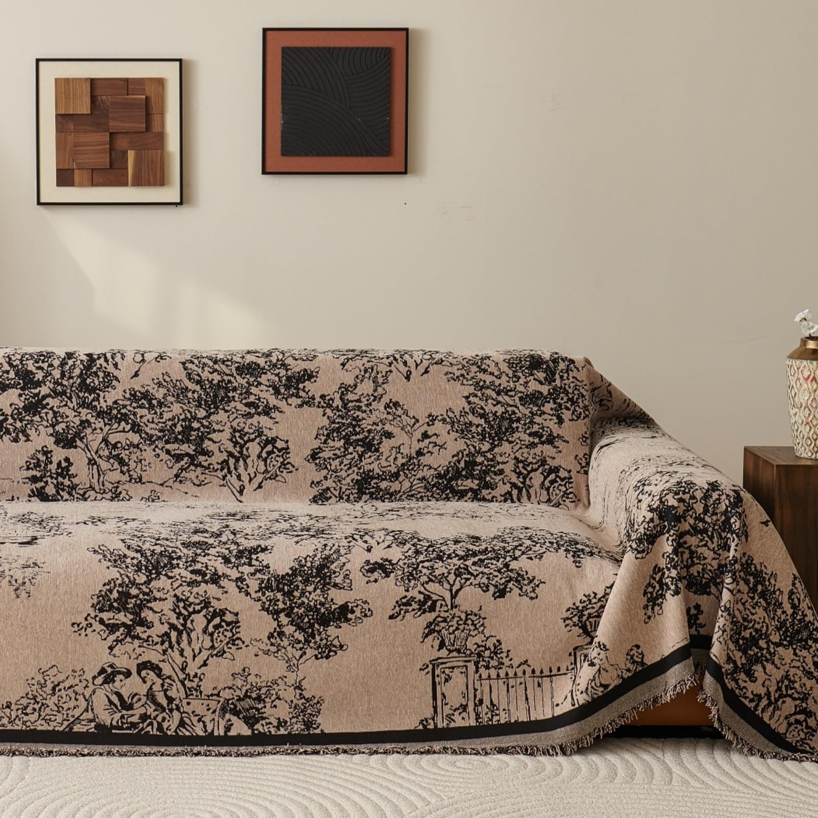 Couch Cover for Dogs, Reversible Boho Farmhouse Sofa Covers for 3 Cushion Couch Washable, French Country Cottage Chenille Sofa Slipcover for Pets, Soft Loveseat Sectional Couch Throw Blankets 71"x118"-picture-10