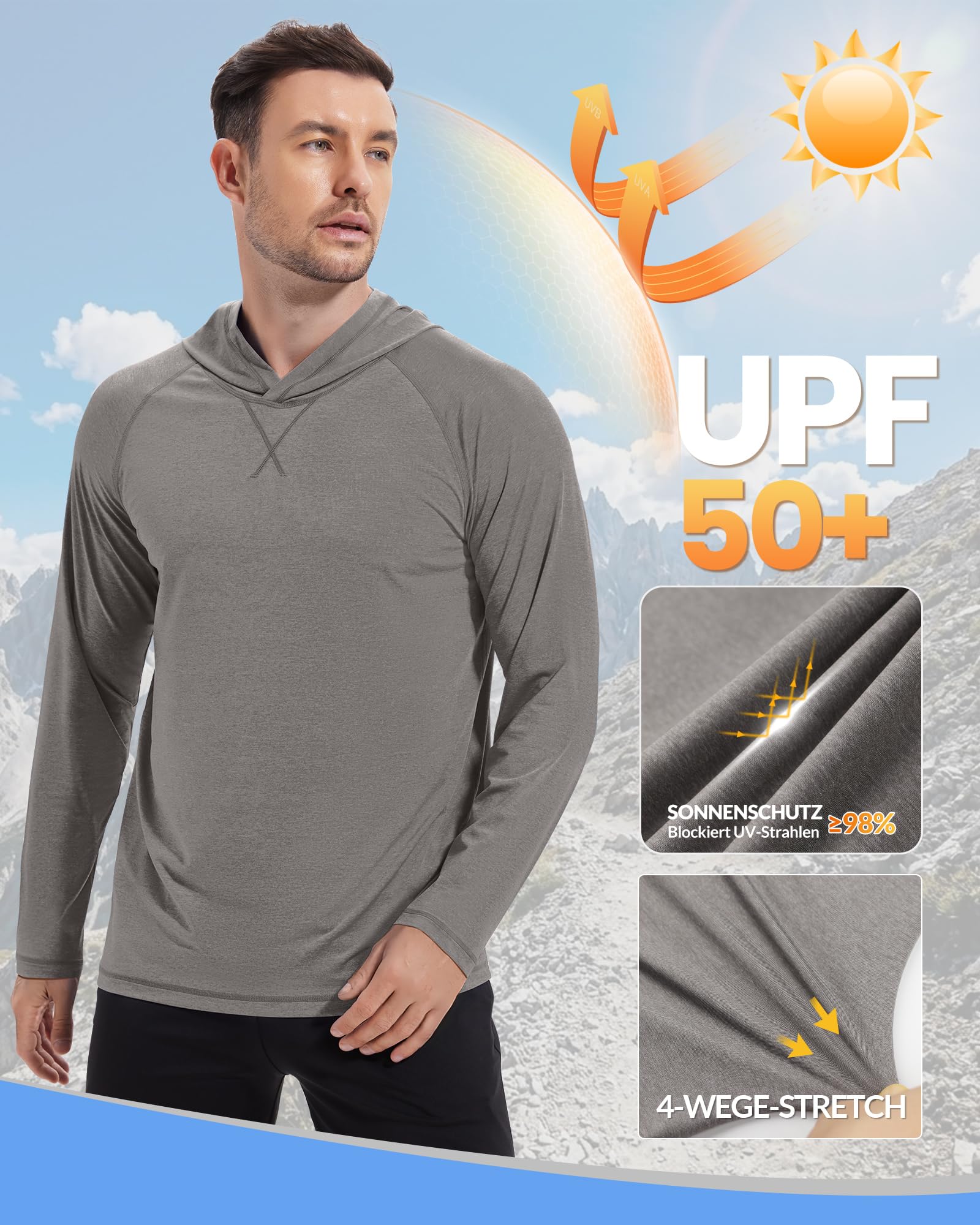 MEETYOO Maglietta UV UPF50+ Uomo – Traspirante, Leggera e ad Asciugatura Rapida, Perfetta per Fitness, Pesca, Escursionismo e Altre attività all'aperto