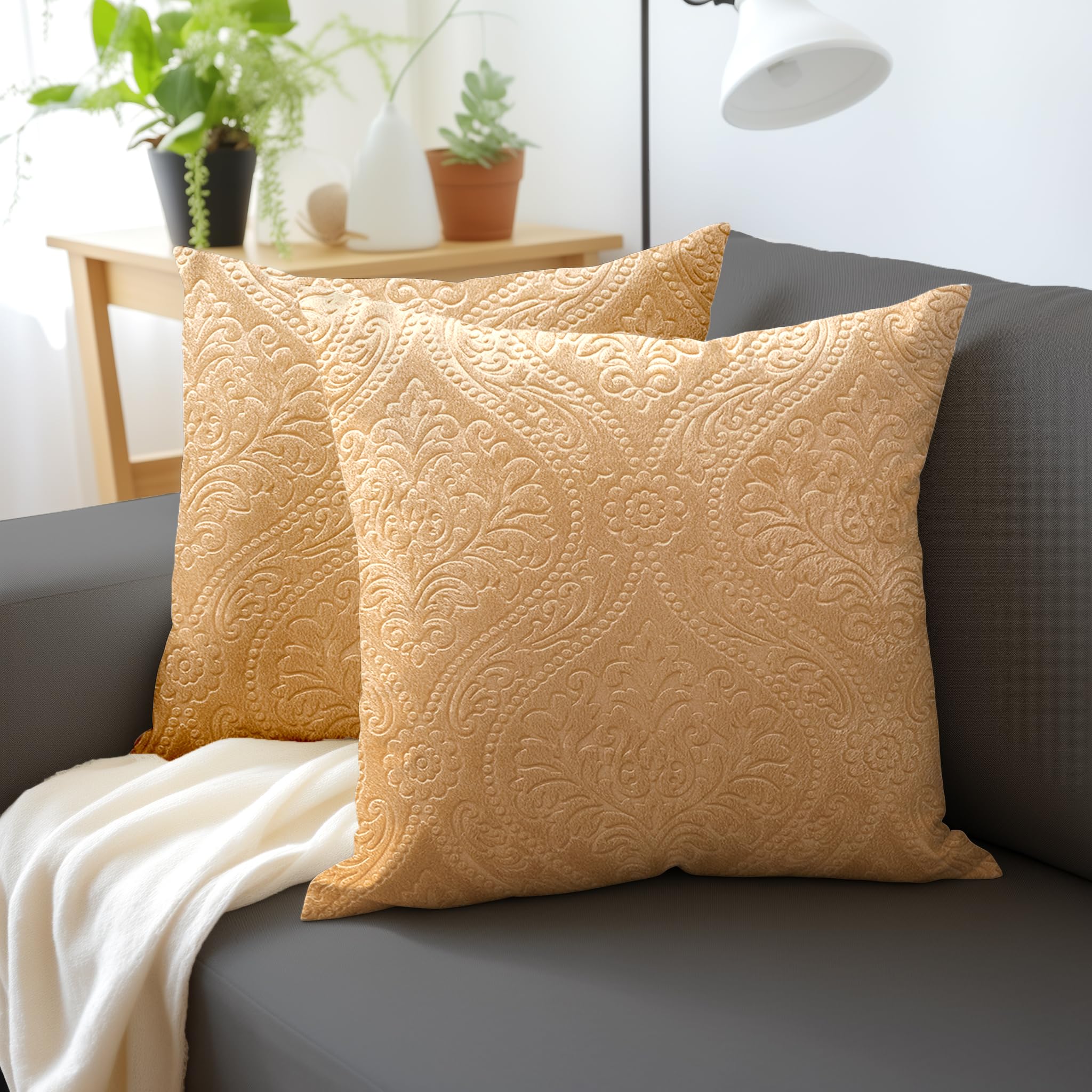 Encasa XO Luxury Embossed Velvet Cushion Covers, Plush Throw Pillow Covers For Elegant Living Rooms & Bedrooms