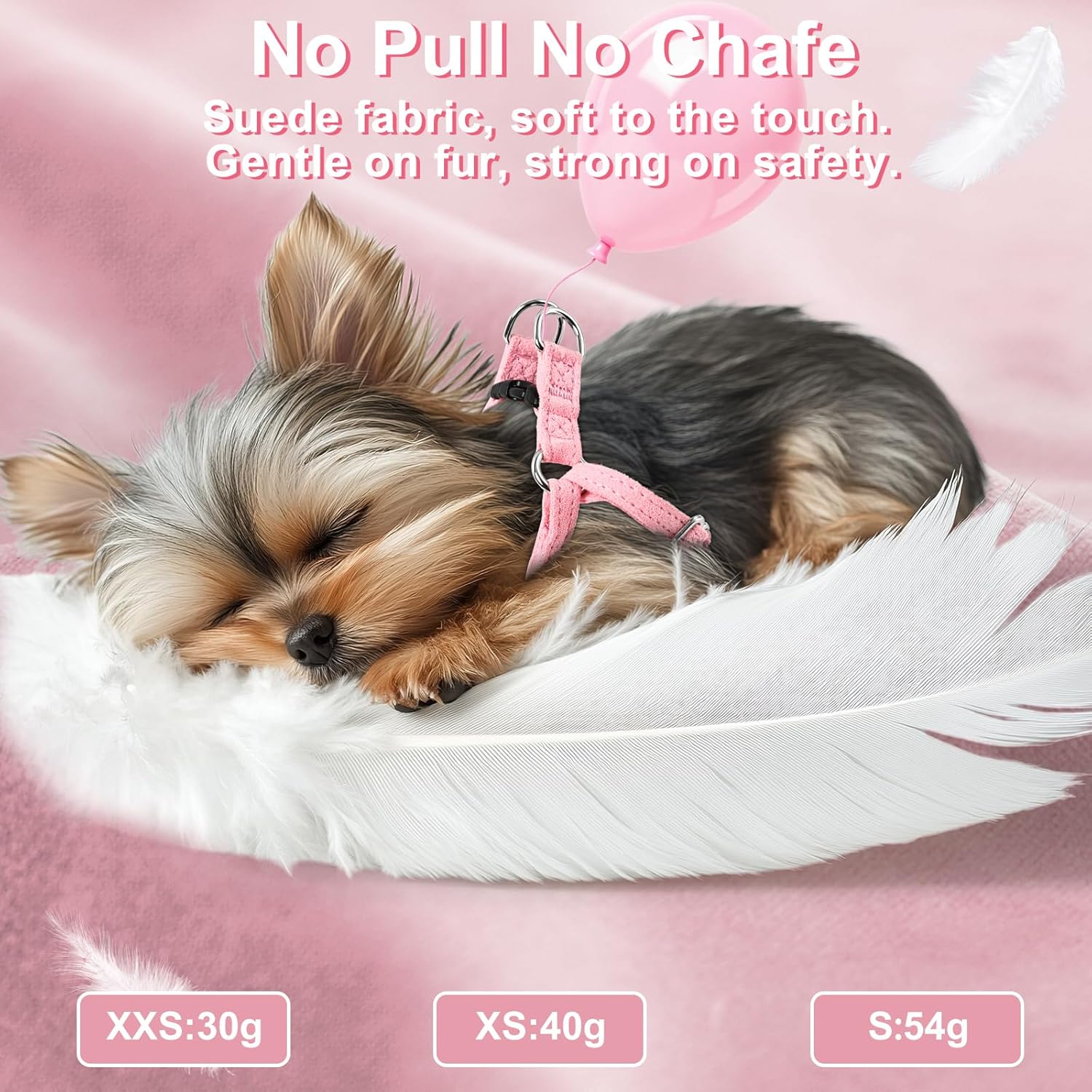 Small Dog Harness and Leash Set, Ultra Soft Suede No Pull Puppy Harness, Escape Proof Adjustable Vest for Small Dogs, Lightweight Comfort Fit for Walking Training by PROFAVO