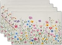 Vista 61 de Giwawa Juego de 4 manteles individuales decorativos de feliz cumpleaños, regalos de pastel de cumpleaños, banderas de colores, globos de confeti