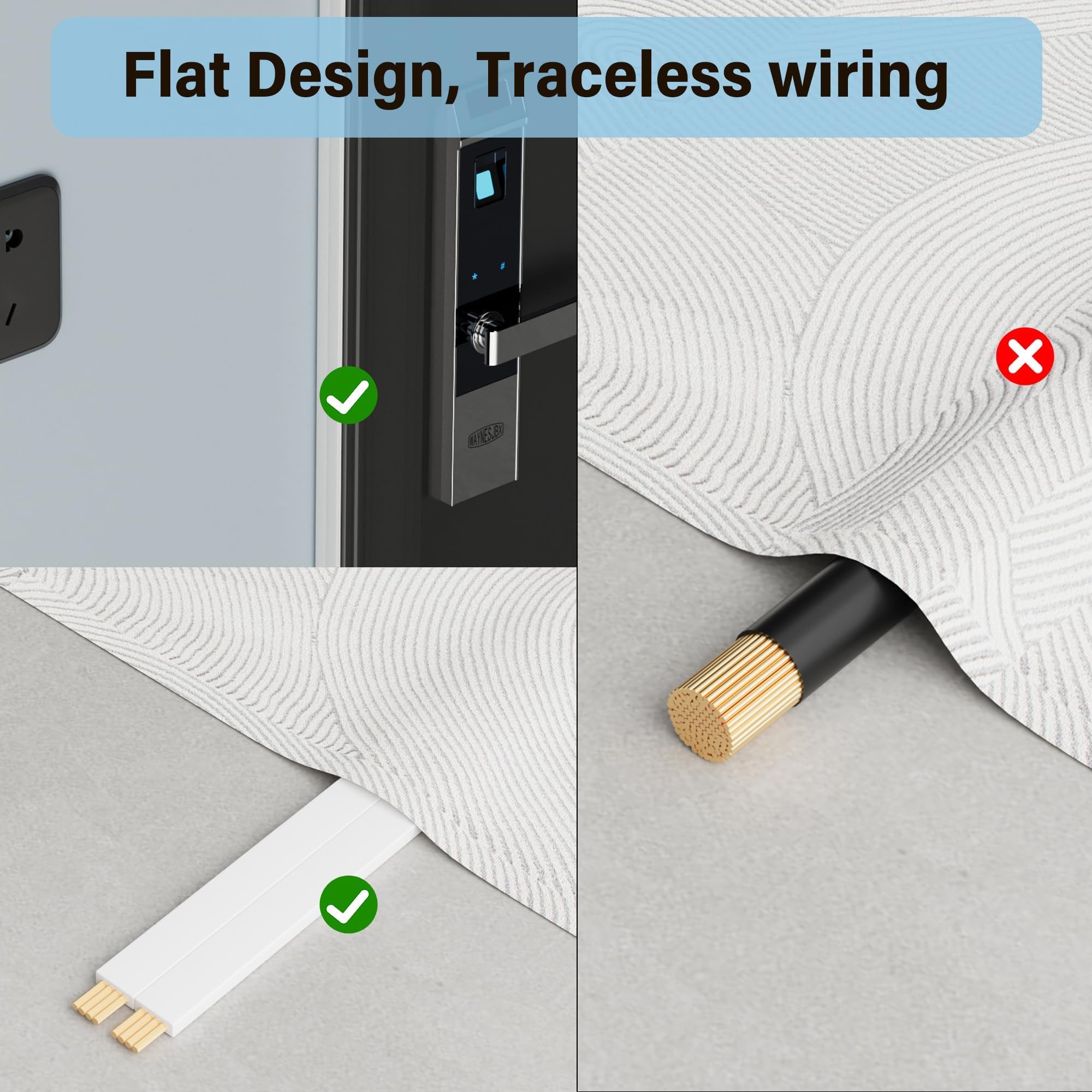 HiFind Cable de altavoz plano de calibre 14 de alta calidad, carrete de 150 pies, cable de audio eléctrico OFC de bajo voltaje 14/2 AWG, PVC fino CL2 en pared nominal al aire libre para cine en casa