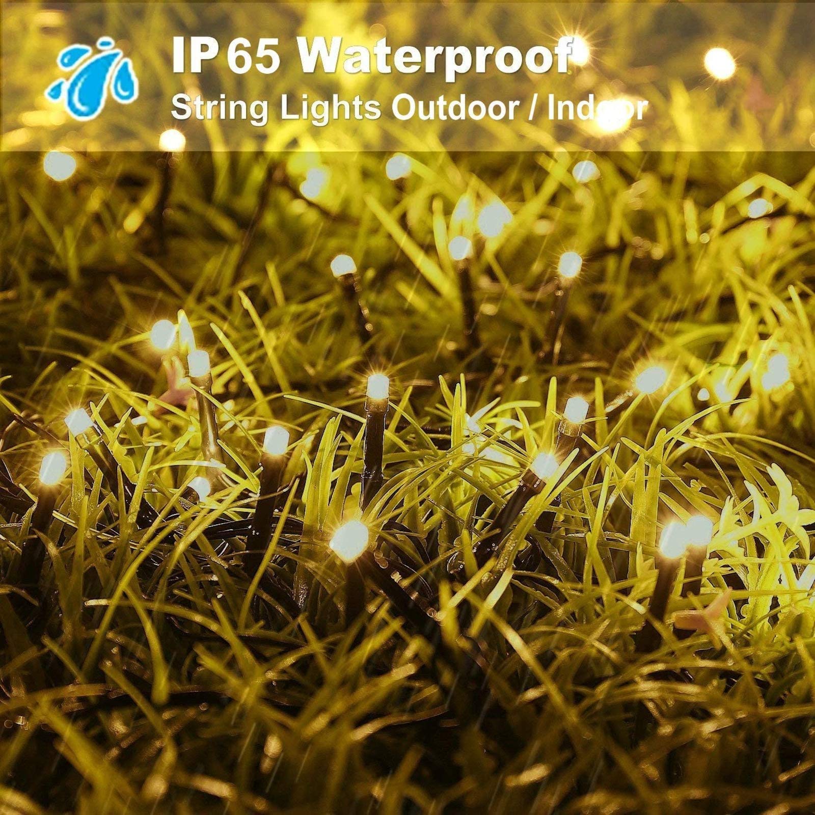 FANSIR Guirlande lumineuse solaire 500 LED d'extérieur étanche, 8 modes, décoration de jardin pour arbre, terrasse, jardin, maison, mariage, fête (blanc chaud)