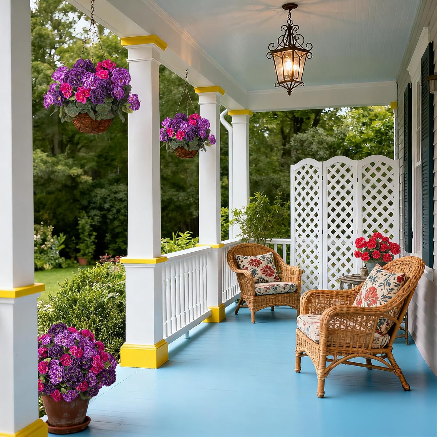 Artificial Geranium Flowers for Outdoors Decoration, Fake Silk Geraniums Flower UV Resistant Look Real Faux Plants for Spring Garden Porch Planter Patio Balcony Yard Table Centerpieces Decor - Image 6