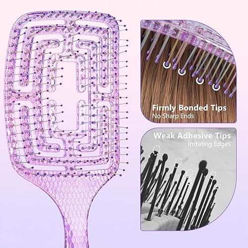 Miniatura 9 de CANDYBRUSH - Cepillo desenredante para cabello húmedo para mujer, cabello liso, ondulado, fino, cerdas suaves, antiestático, duradero, embalaje de