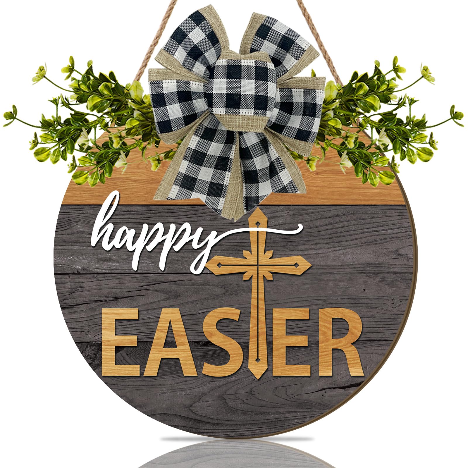 CHDITB 3D Happy Easter Wanddeko,Frohe Osters Haustür Deko,Willkommensschild Türkranz,Ostern Kreuz Türschild,Frühling Türschild,Christliche Heimat Frühling Dekoration Wohnzimmer Schlafzimmer Garten