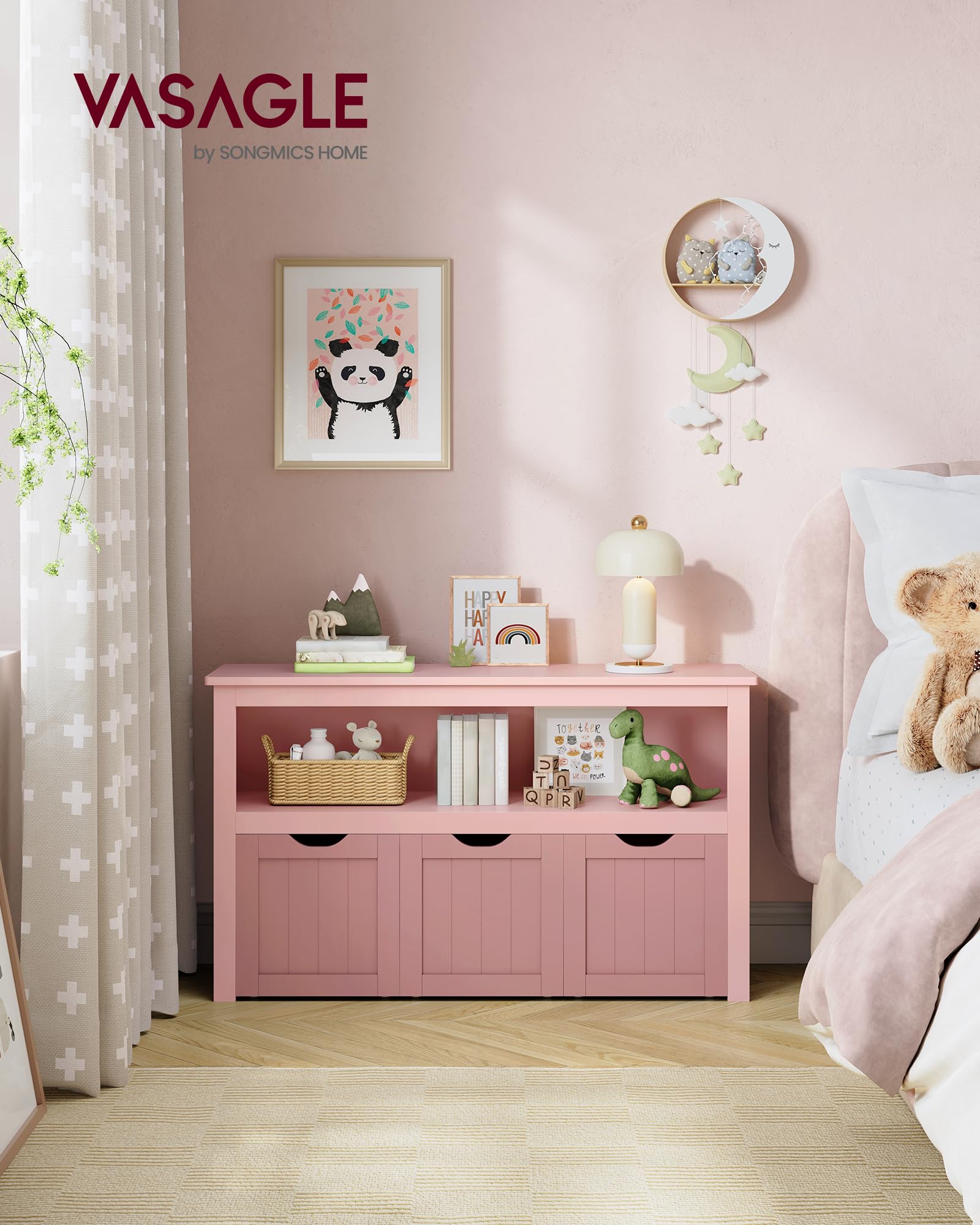 VASAGLE Étagère pour Enfants, Rangement de Jouets pour Enfants, Armoire de Rangement, Armoire à Jouets, boîte de Rangement avec roulettes, étagère à Jouets, pour Chambre d'enfant, 30 x 102 x 60 cm