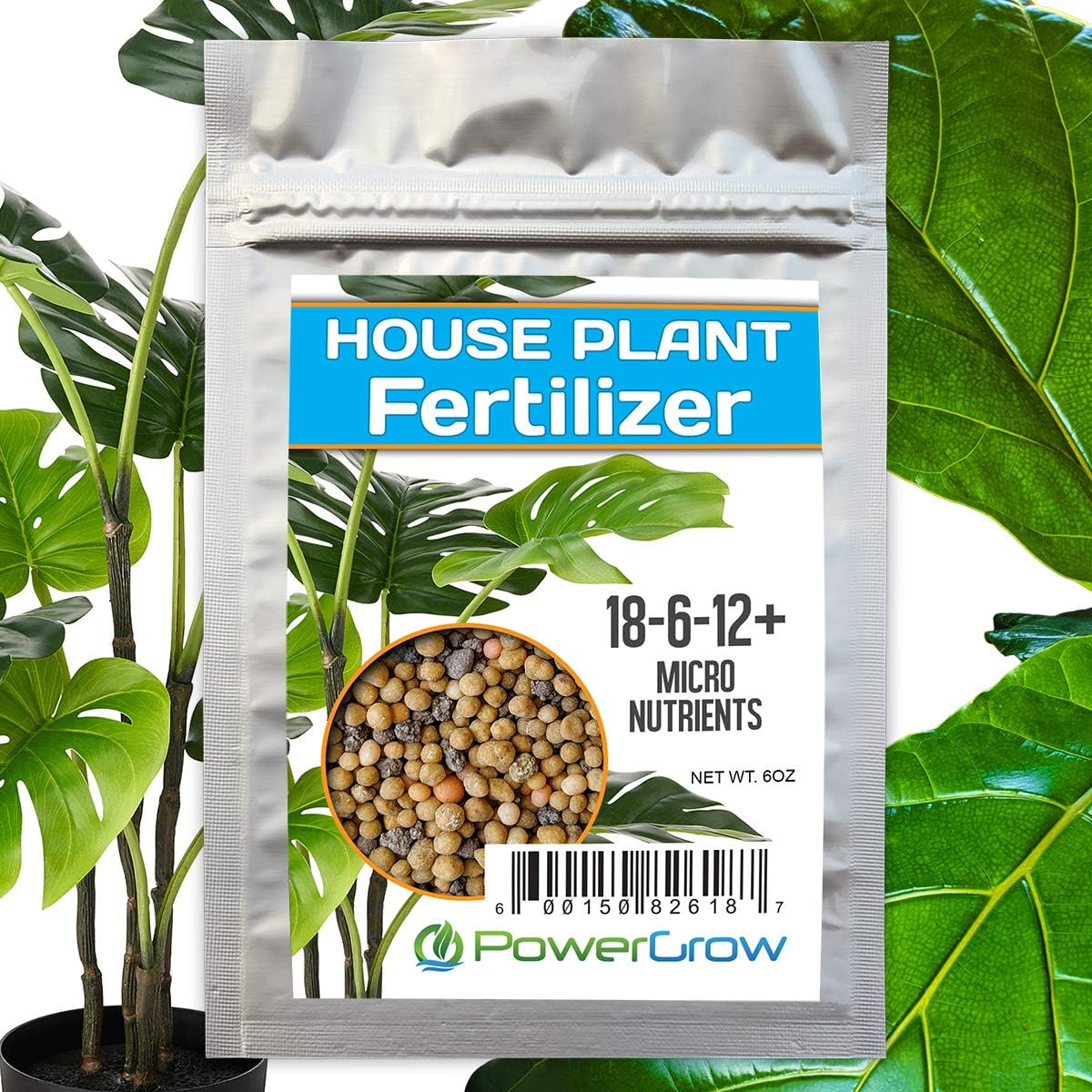 House Plant Fertilizer - Complete Slow Release Formula + Micro Nutrients by PowerGrow - Feeds Houseplants for 8 Months and includes over a Year Supply (6oz (1 House Plant Fertilizer Bag))