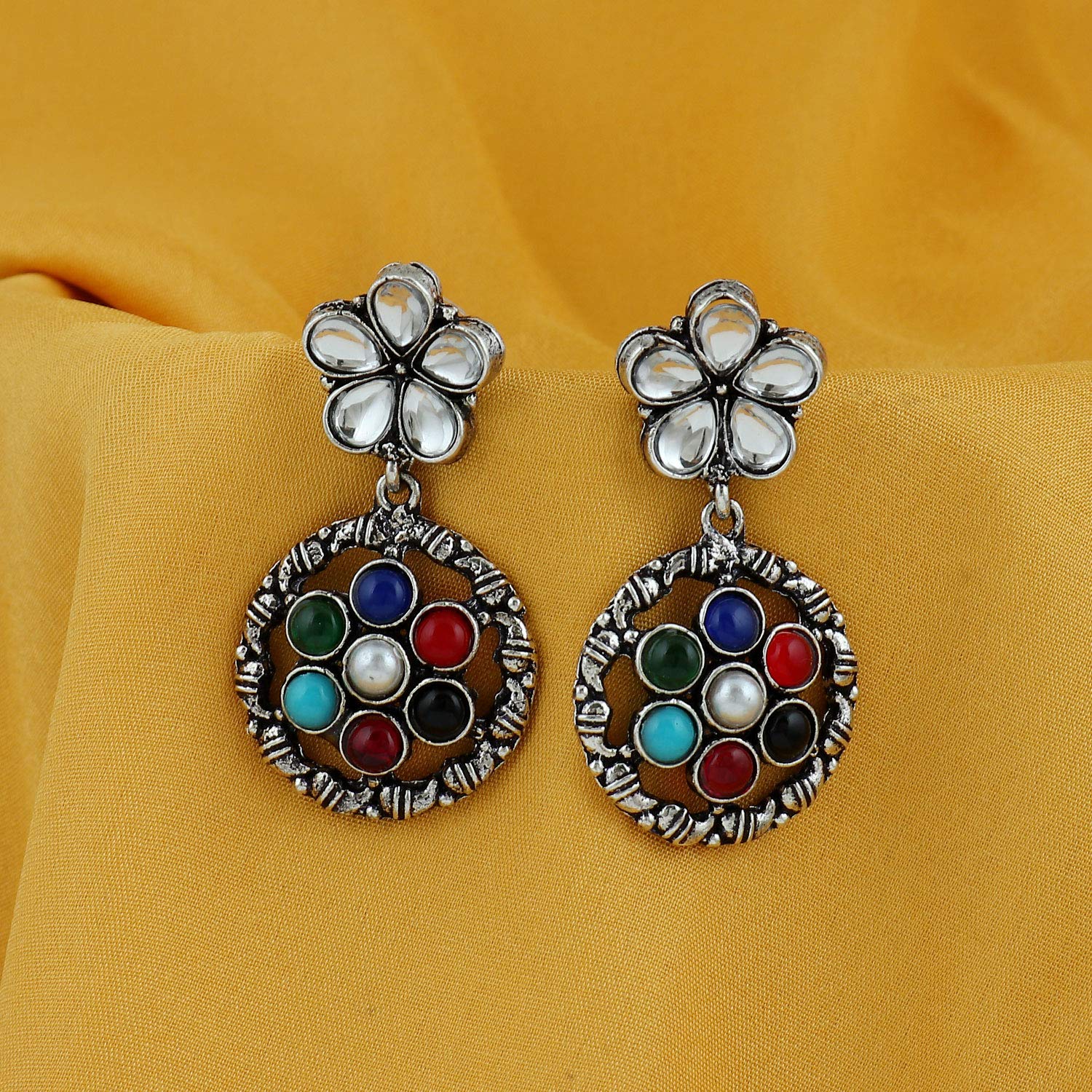 Oxidised Floral Earring (SKR56752)
