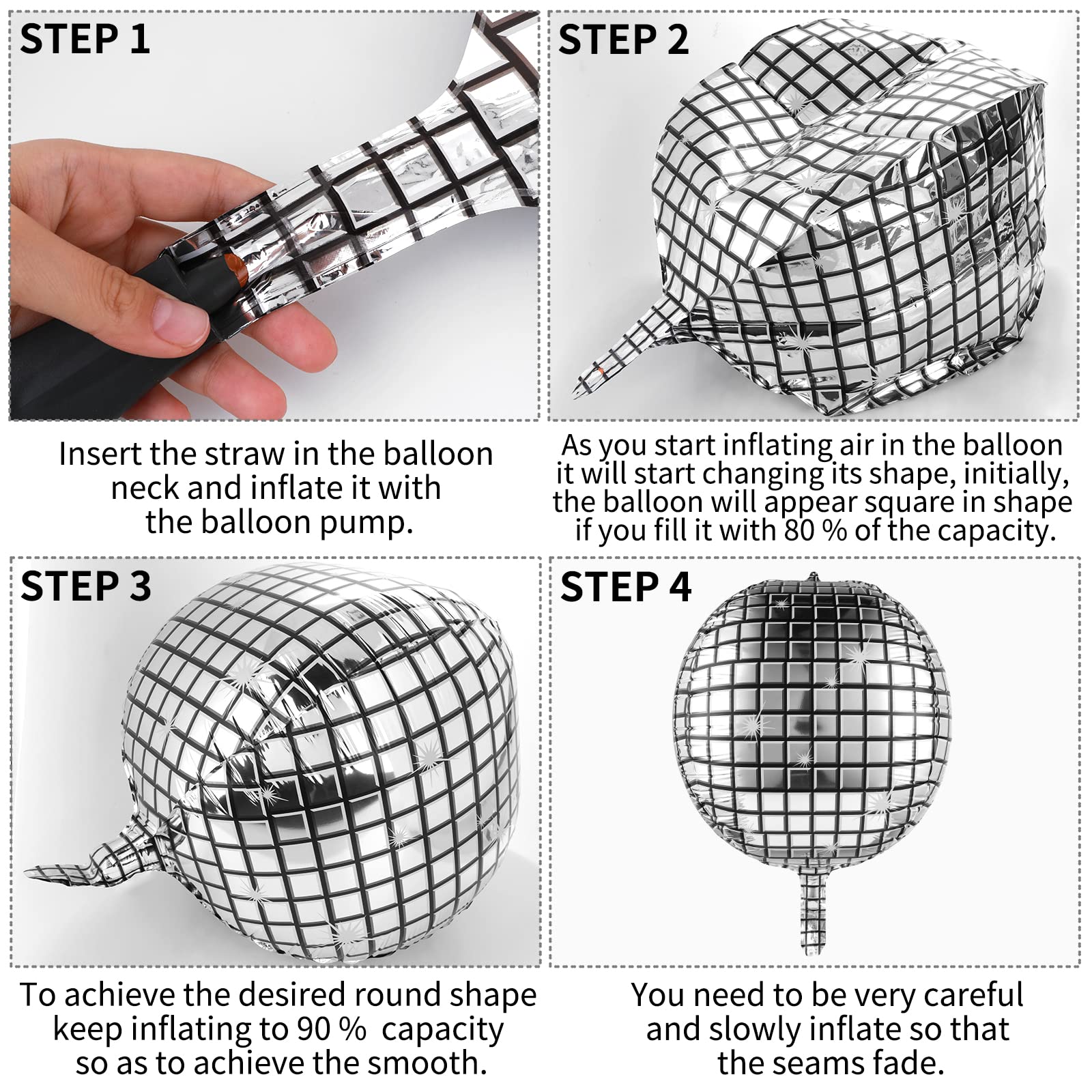 Silberne Discokugel-Ballons 6 Stück – Je 56 Cm, Helium-tauglich, Für 70er Jahre Party, Junggesellinnenabschied