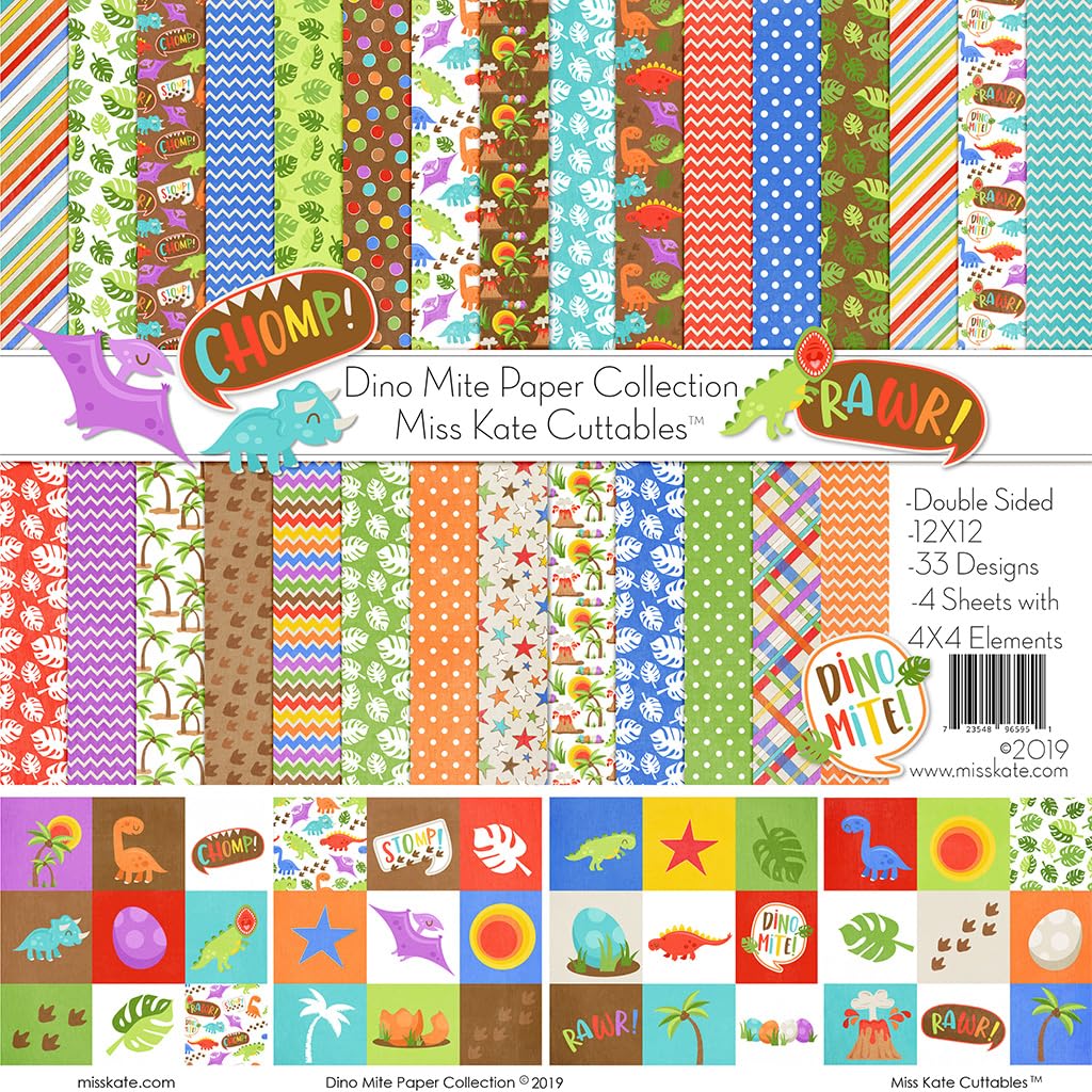 Papier scrapbooking dinosaure coordonné pour réussir vos albums sans panne d'inspiration