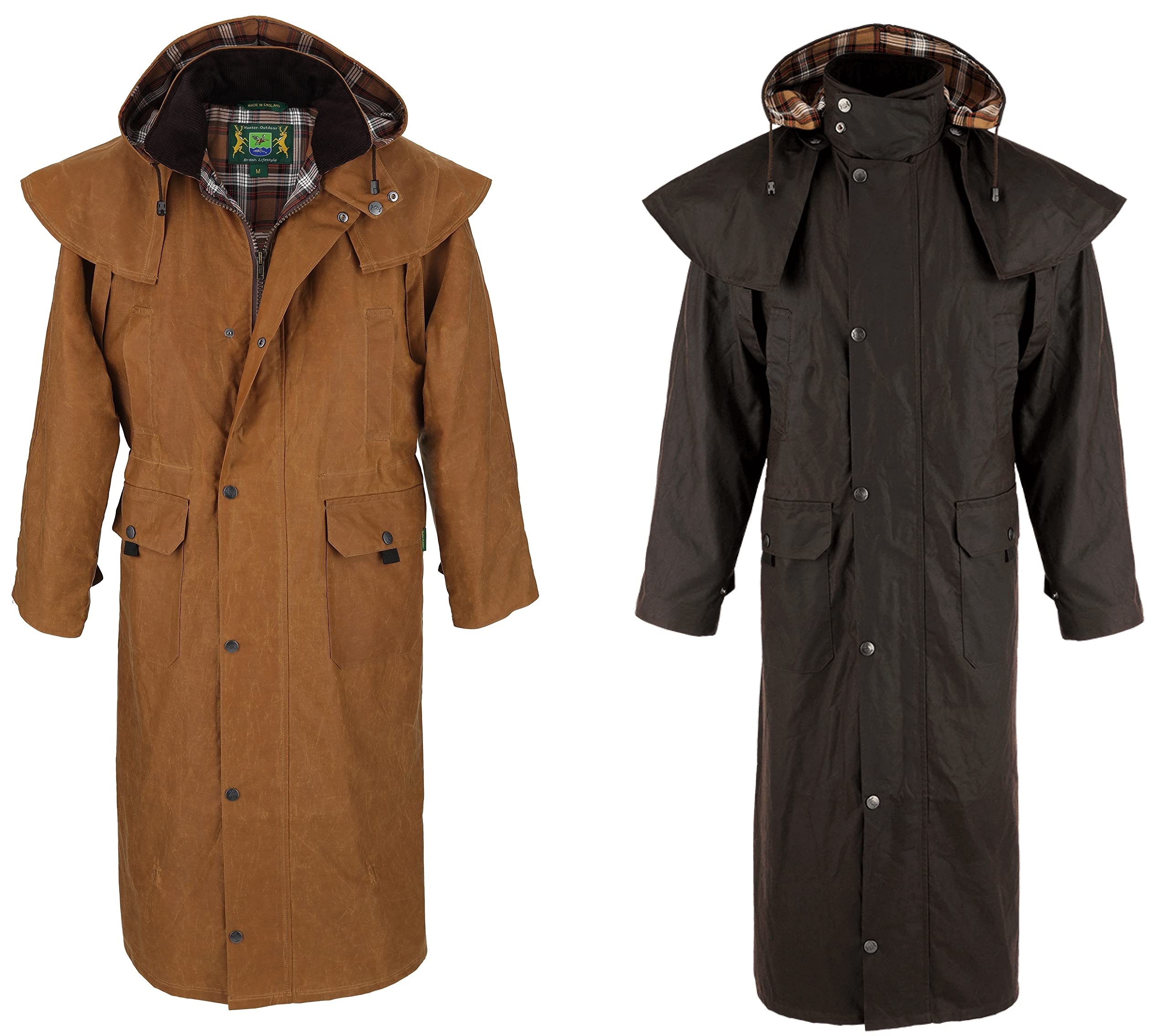 Hunter Outdoor Unisex Brown Edinburgh Wax Jacket Coat Cape Long Jacket (As8, Alpha, X_l, Regular, Regular, )
