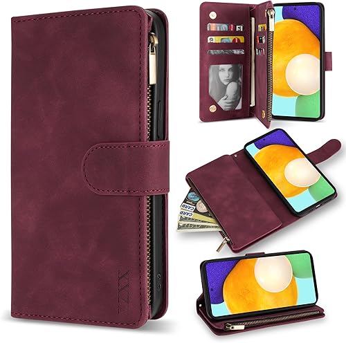 Miniatura 1 de ZZXX Funda para Samsung Galaxy A52 5G, funda tipo cartera para Galaxy A52 con ranura para tarjetas, piel sintética suave de alta calidad, con