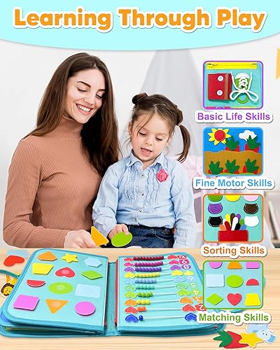 Miniatura 23 de Exorany Busy Board - Juguetes Montessori para niñas y niños pequeños, regalos de cumpleaños, juguetes sensoriales para niños pequeños, juguete