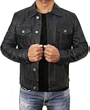 Leather Trucker Jacket Men - Real Lambskin Shirt Style Vintage Fashion Mens Leather Jacket