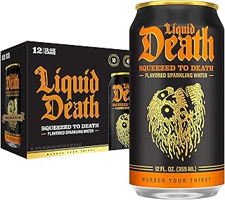 Liquid Death Soda-Flavored Sparkling Water - Squeezed To Death (Classic Orange Soda), Less Sugar*, Huge Fla...