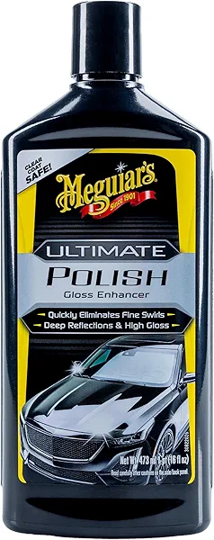 Meguiar's Ultimate Polish – High-Gloss Polish for a Show Car Shine – Permanently Removes Light Swirls to Produce a Deep, Wet Reflection with a High Gloss Shine - Easy to Use, 16 Oz