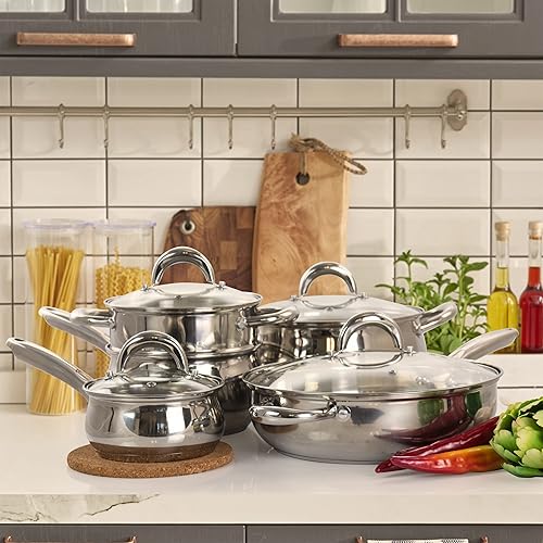 Miniatura 15 de Gibson Home Ancona - Juego de utensilios de cocina de acero inoxidable con forma de vientre, 12 piezas, con herramientas de cocina, color plateado
