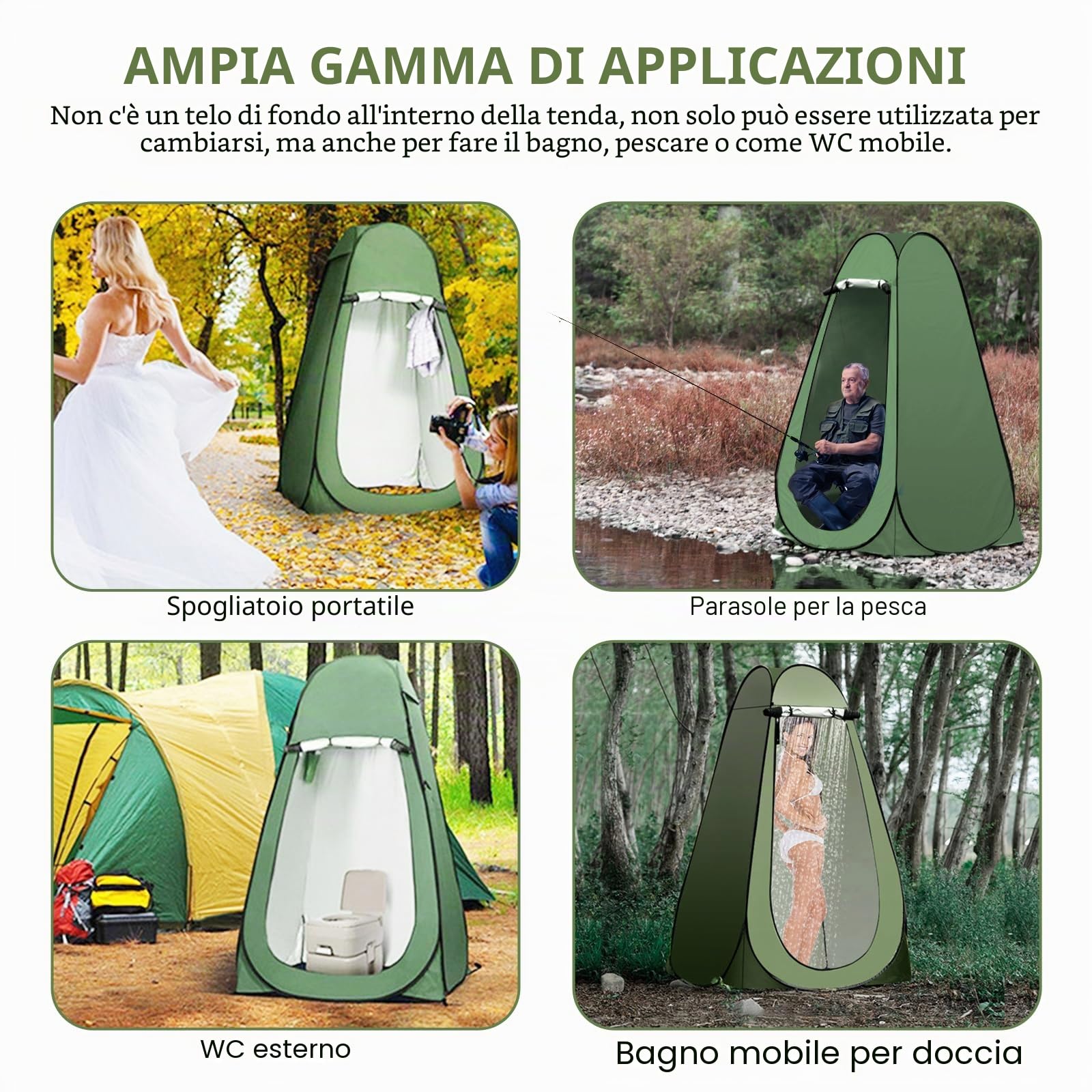 Tenda pop-up con protezione per la privacy, da campeggio, per la privacy, per esterni, campeggio, roulotte, picnic, doccia, pesca, verde