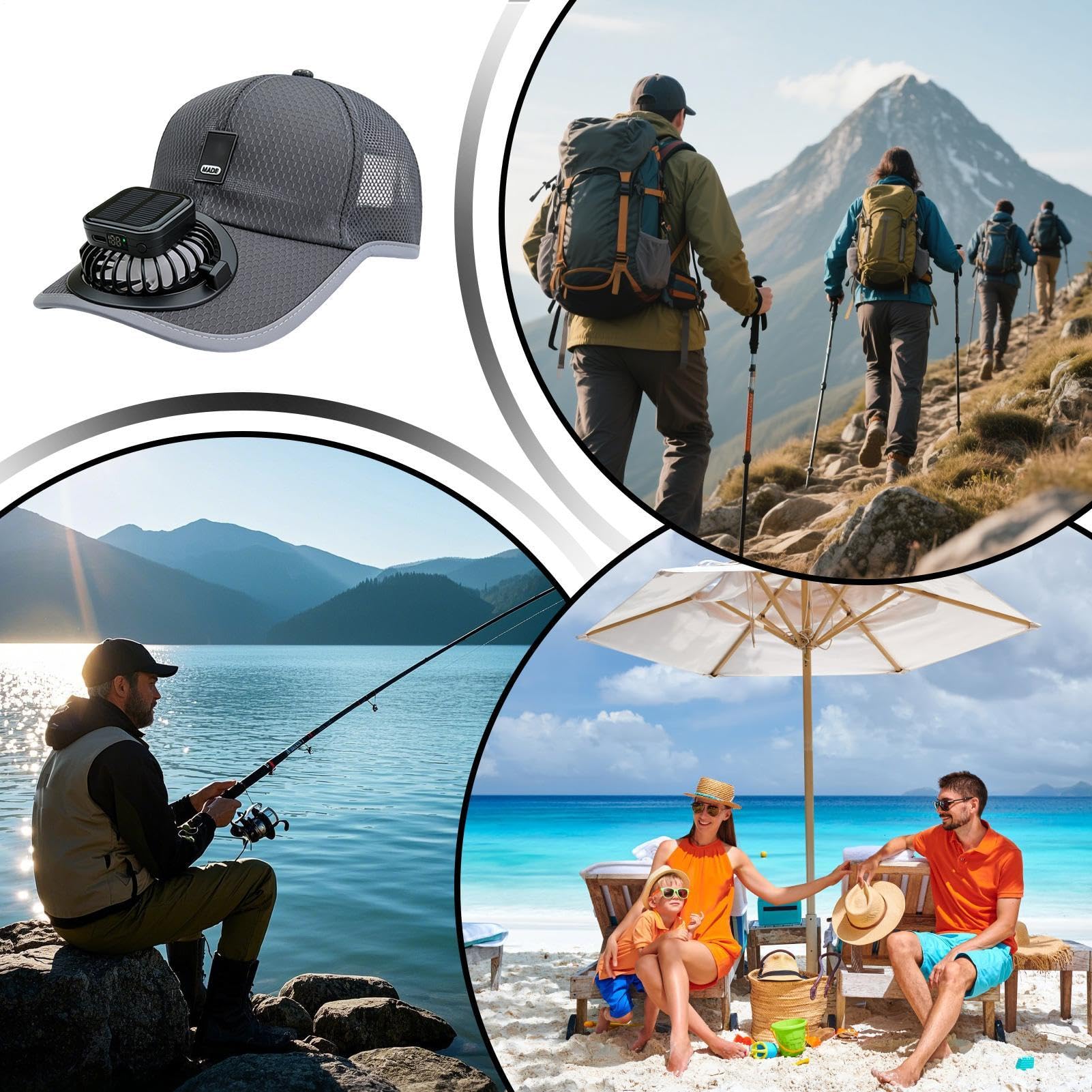 Genérico Sombrero con Ventilador Solar | Cargador USB Gorra de Viento de Ala Ancha,Sombrero Solar con Ventilador - para Actividades al Aire Libre, Playa, Campamento, Senderismo, Jardinería, Trabajo