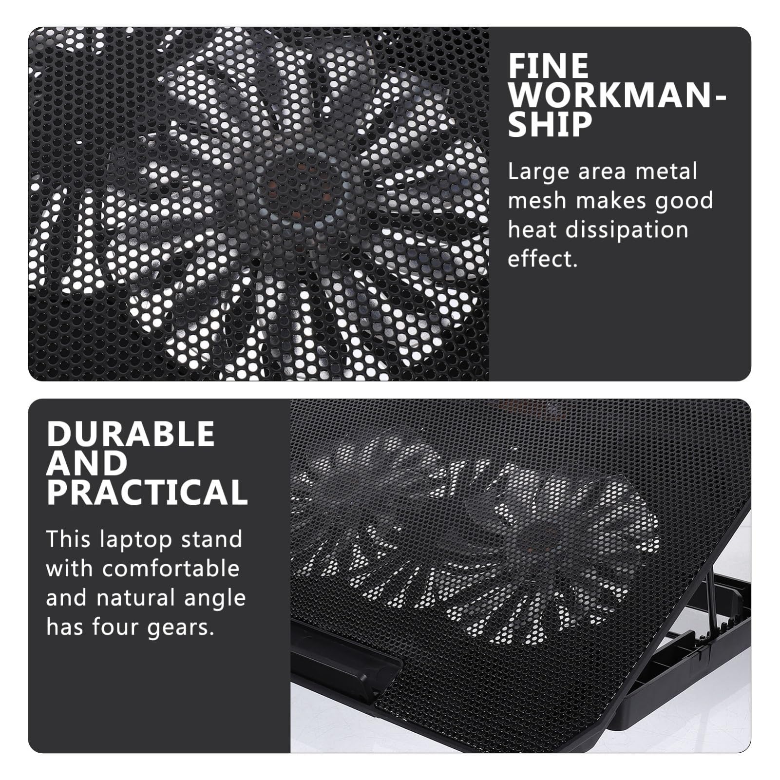 DOITOOL Base de Refrigeración para Ordenador Portátil de 14 a 15,6 Pulgadas, USB, 4 Velocidades, Malla Metálica Grande, Negro