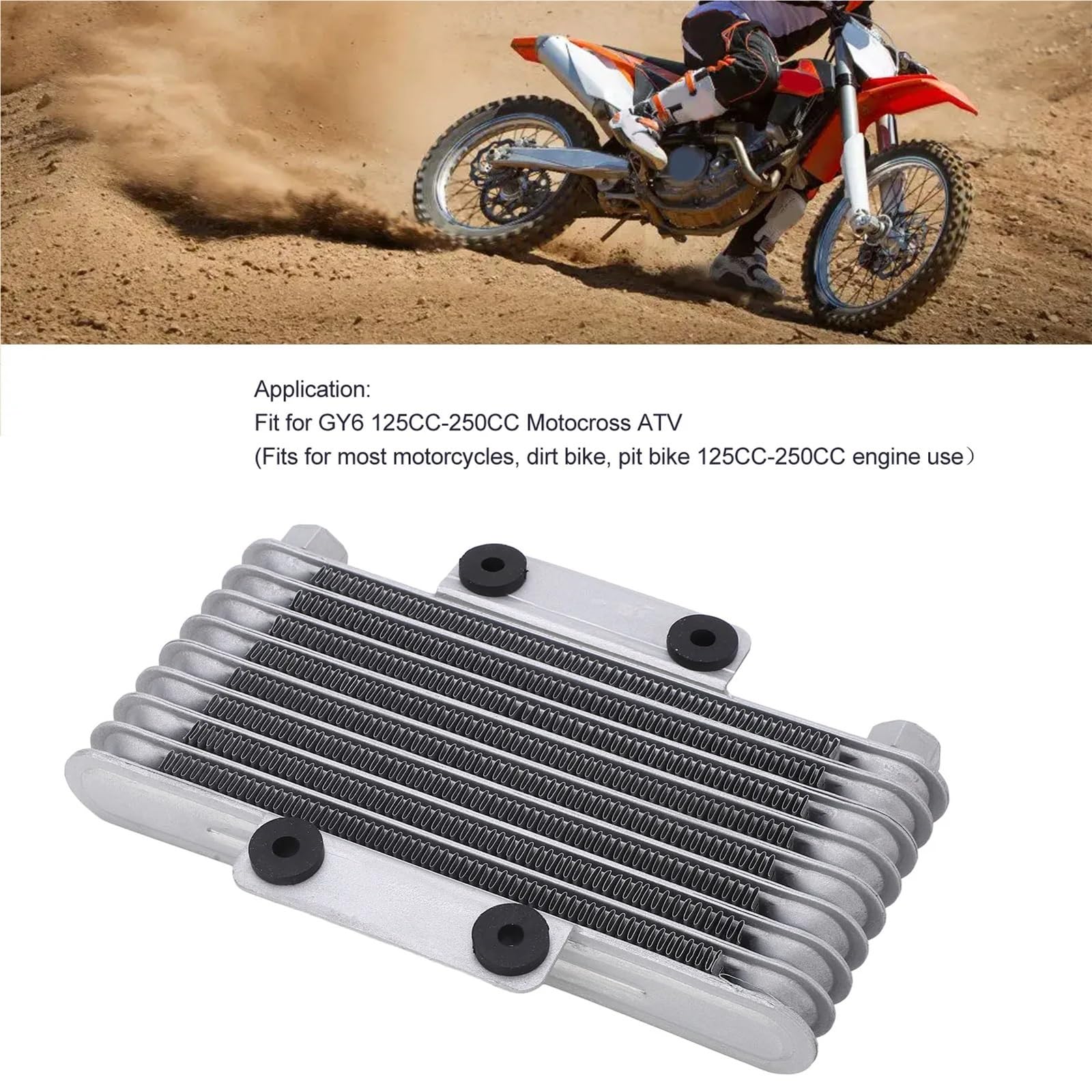 Wspornik radiatora Chłodnica oleju motocyklowego srebrna 125 ml, niskie zużycie, mocna, pasuje do GY6 125CC-250CC, motocross ATV, 8-rzędowa, chłodnica oleju silnikowego