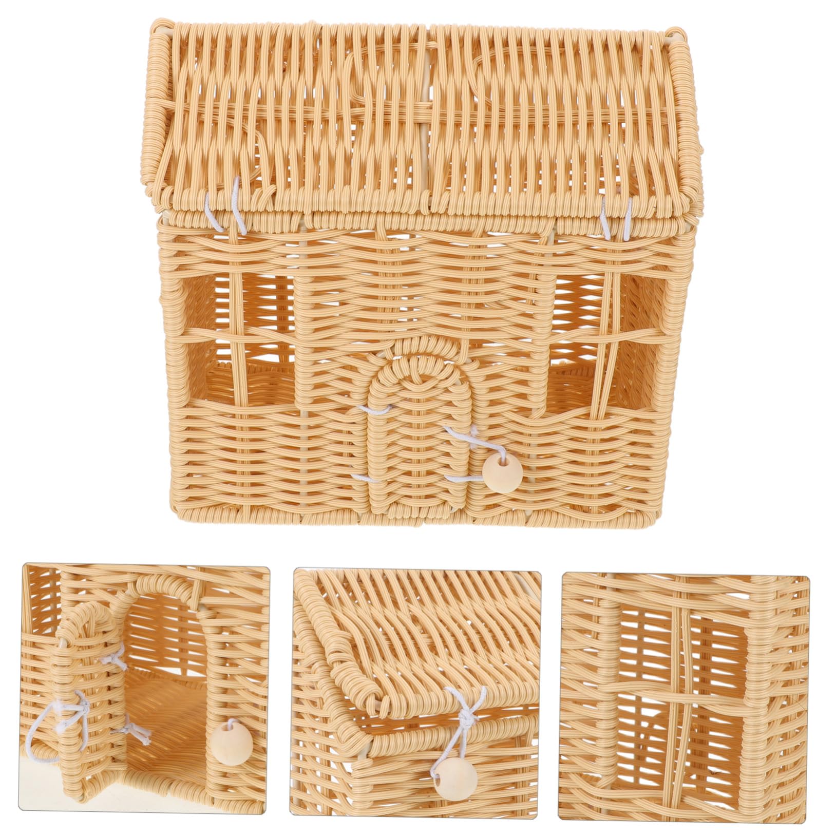 Cesta Tejida con Asa Forma Casa de Plástico Duradera para Dulces Snacks Portátil Fiestas Navideñas Shower Regalos