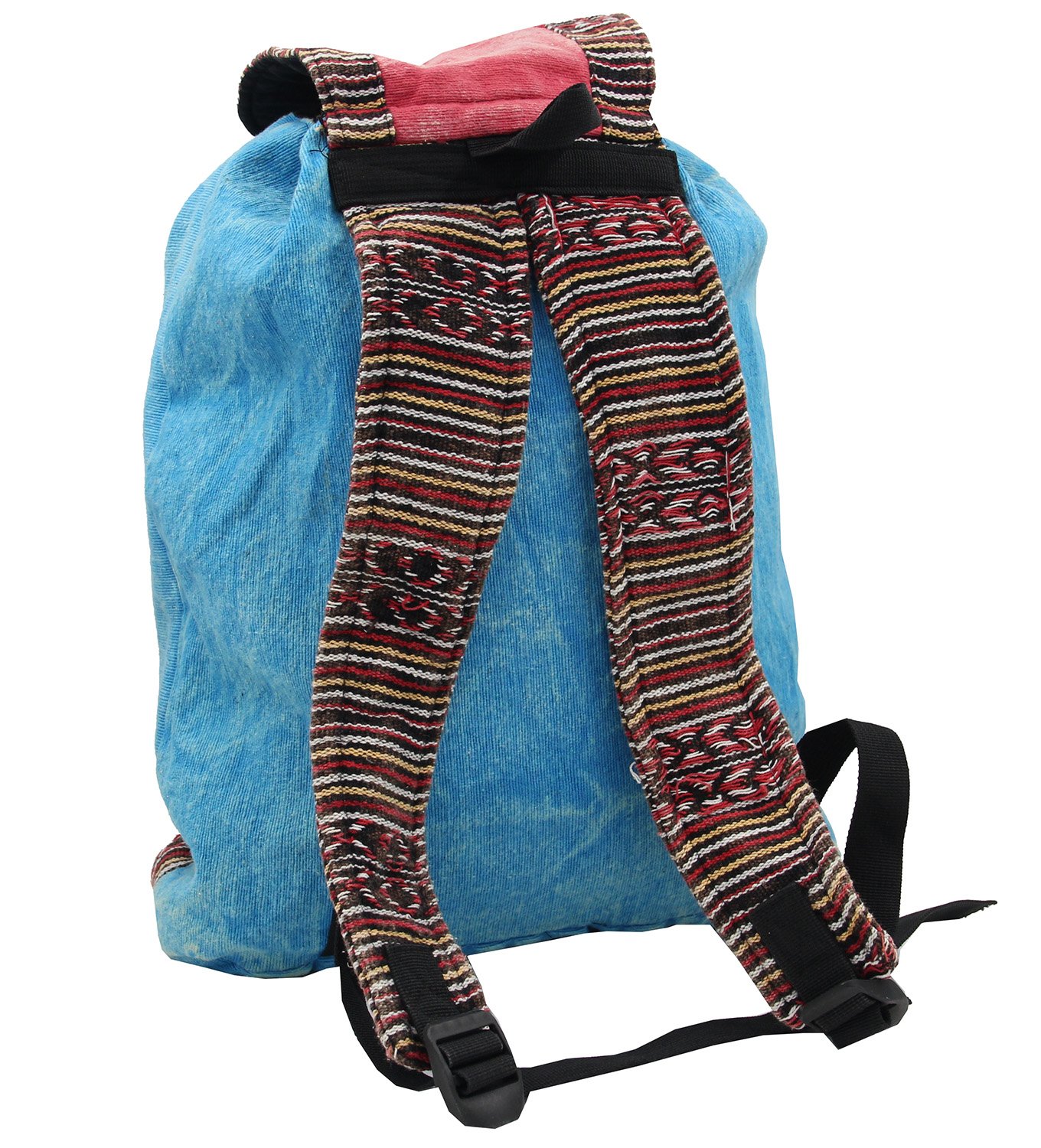 DharmaObjects Hippie Bohemian Raw Cotton Handmade Backpack (Turquoise)