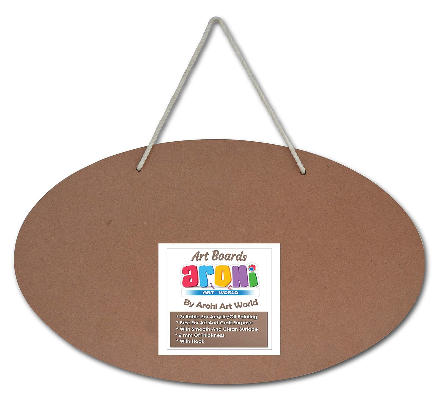 Arohi Art World MDF Oval Art Board with Rope for DIY Art Projects Size