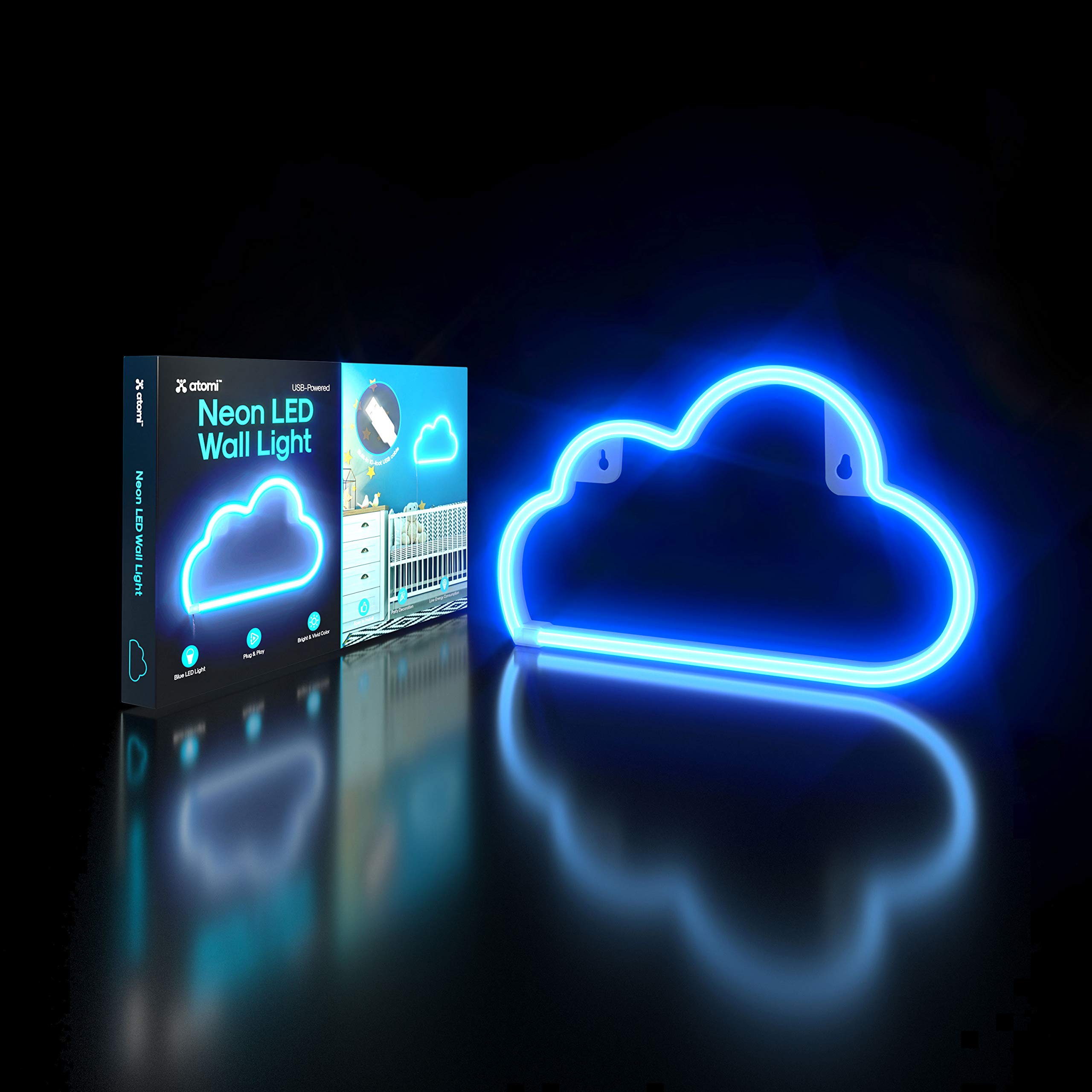 Atomi SmartNeon LED Light I Decorative Wall Art for Bedrooms, Bars & DIY Designs I USB Powered, 10 ft Cord - Cloud- Baby blue