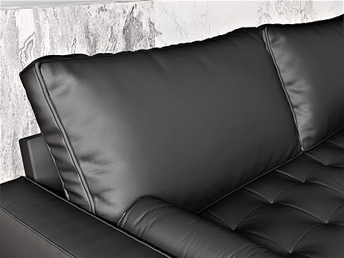 Miniatura 8 de Sofá réplica de mediados Orión de siglo moderno de cuero sintético tapizado, Madera Poliuretano, Negro