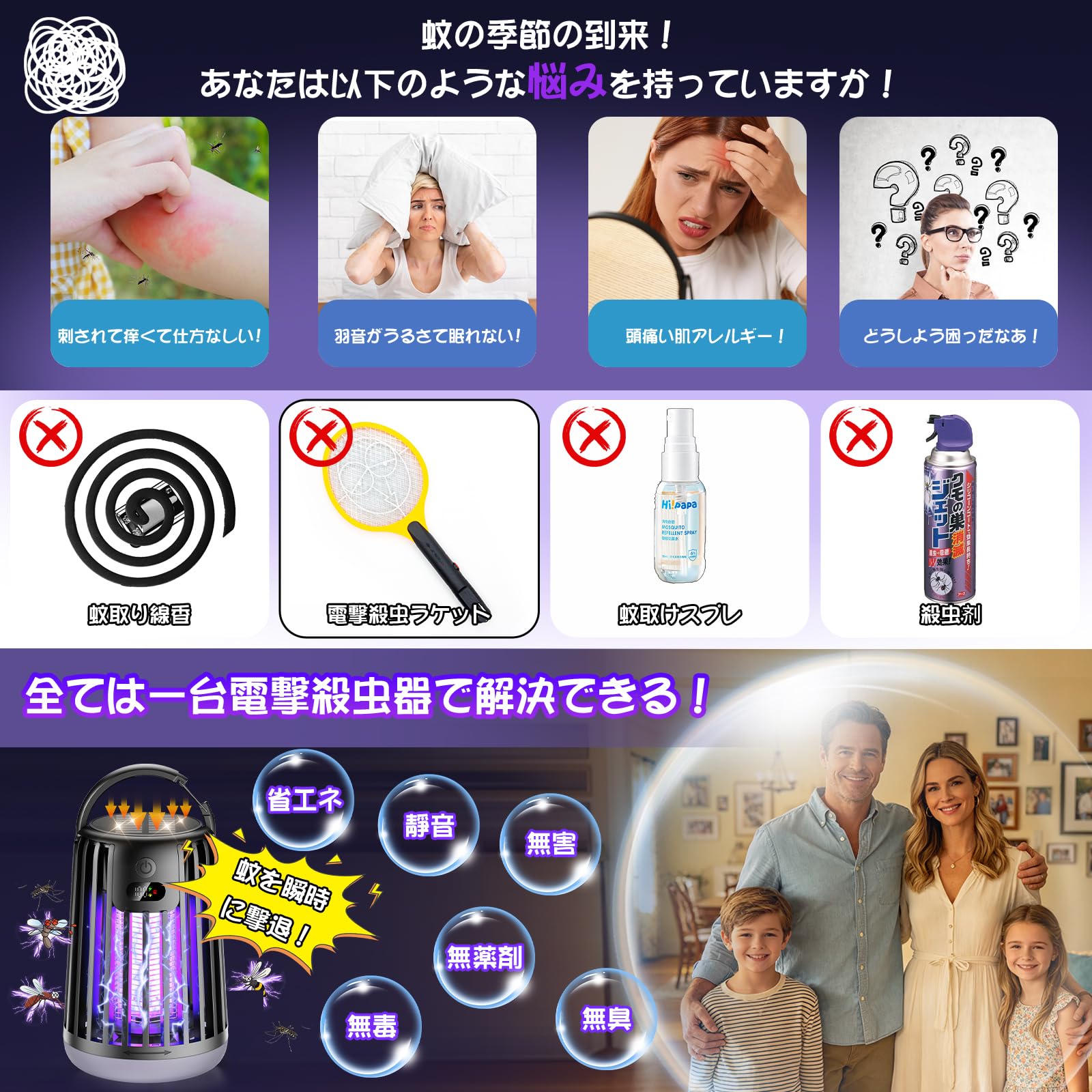 Amazon | 電撃殺虫器【2026年金賞デザインシリーズ！】Onefun 電撃殺虫 
