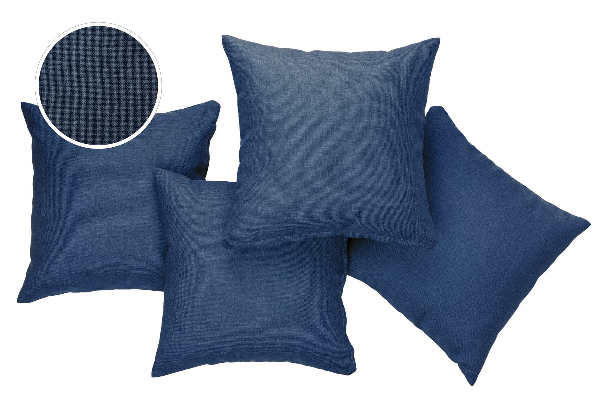 chilly pilley® Dekokissen mit abnehmbarem Bezug – Zierkissen für Sofa, Bett oder Gartenlounge – Einzeln oder im Set erhältlich 4X 40x40 cm Blau