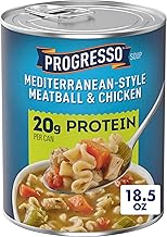 Progresso Protein Mediterranean-Style Meatball and Chicken Soup, Canned Soup, 18.5 oz